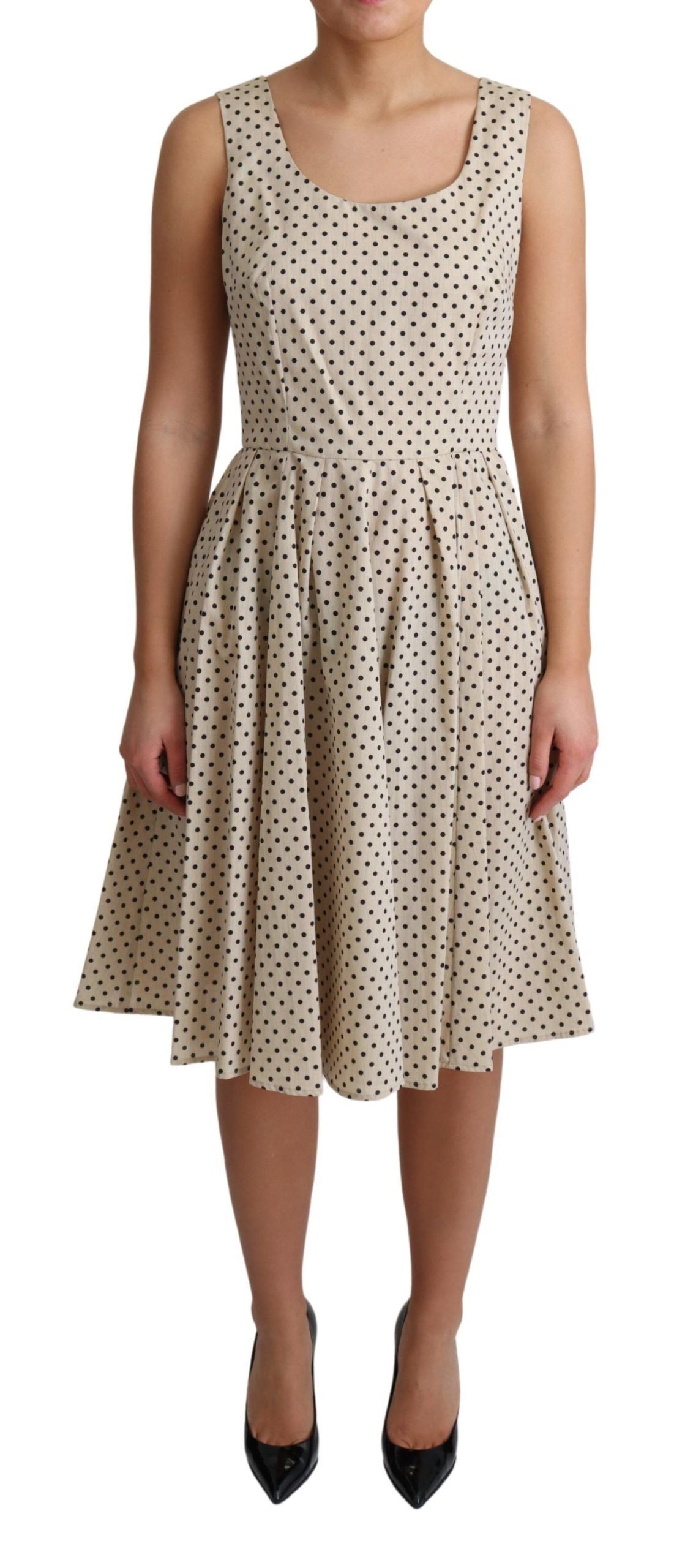 Elegant Polka Dot Sleeveless A-Line Dress - ventzia