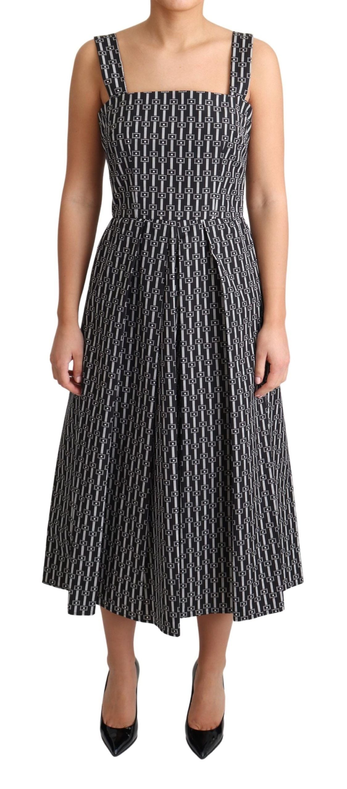 Elegant Sleeveless Geometric A-line Dress - ventzia