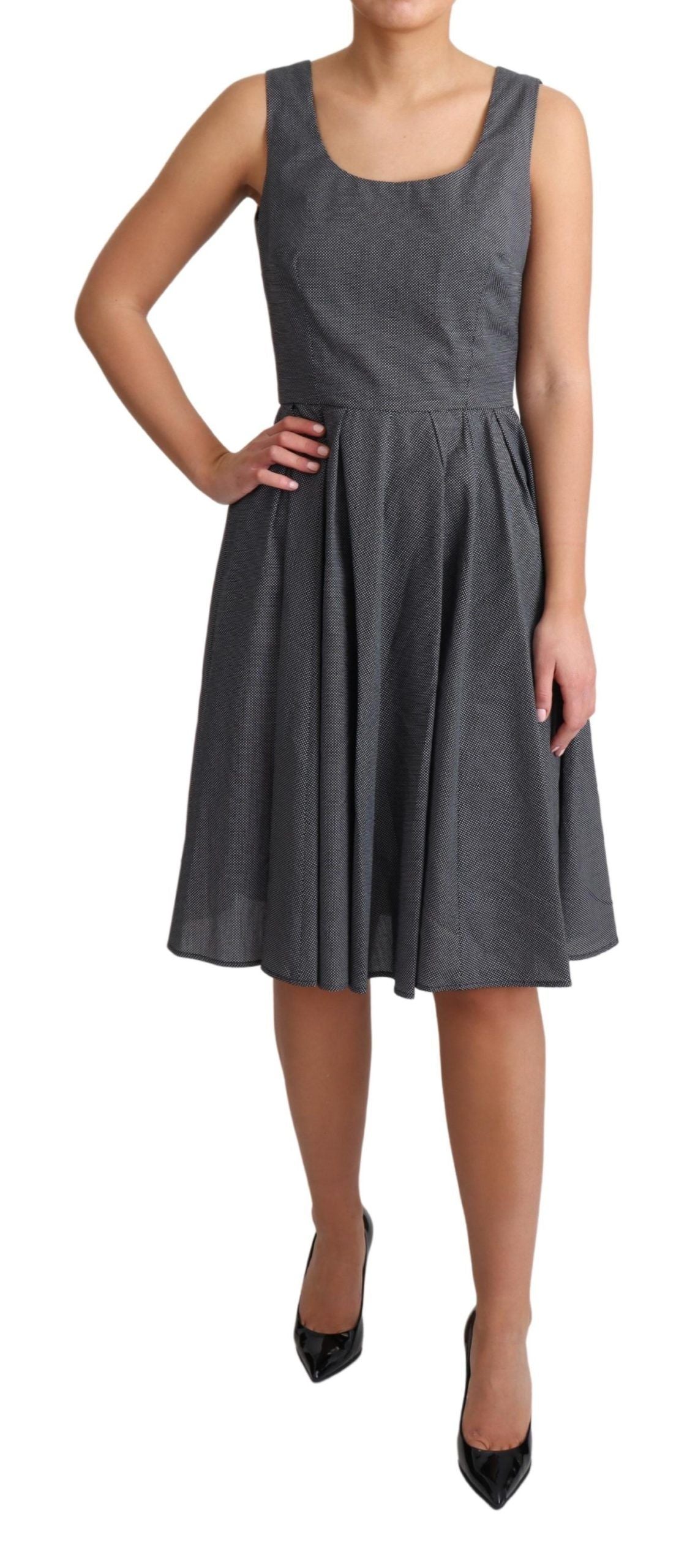 Elegant Sleeveless Polka Dot A-Line Dress - ventzia