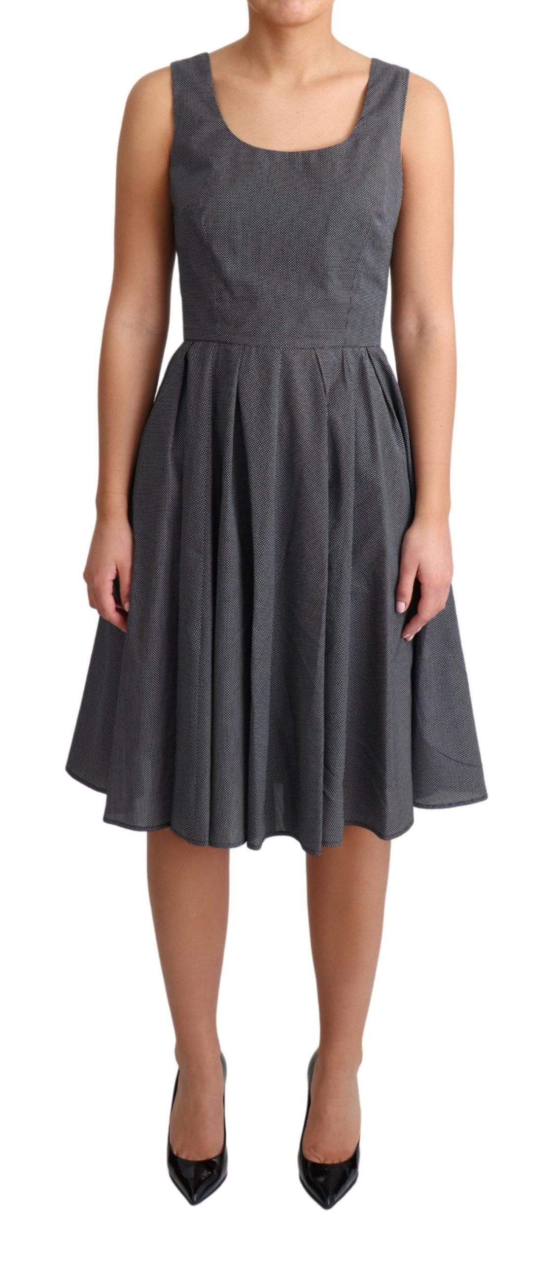 Elegant Sleeveless Polka Dot A-Line Dress - ventzia