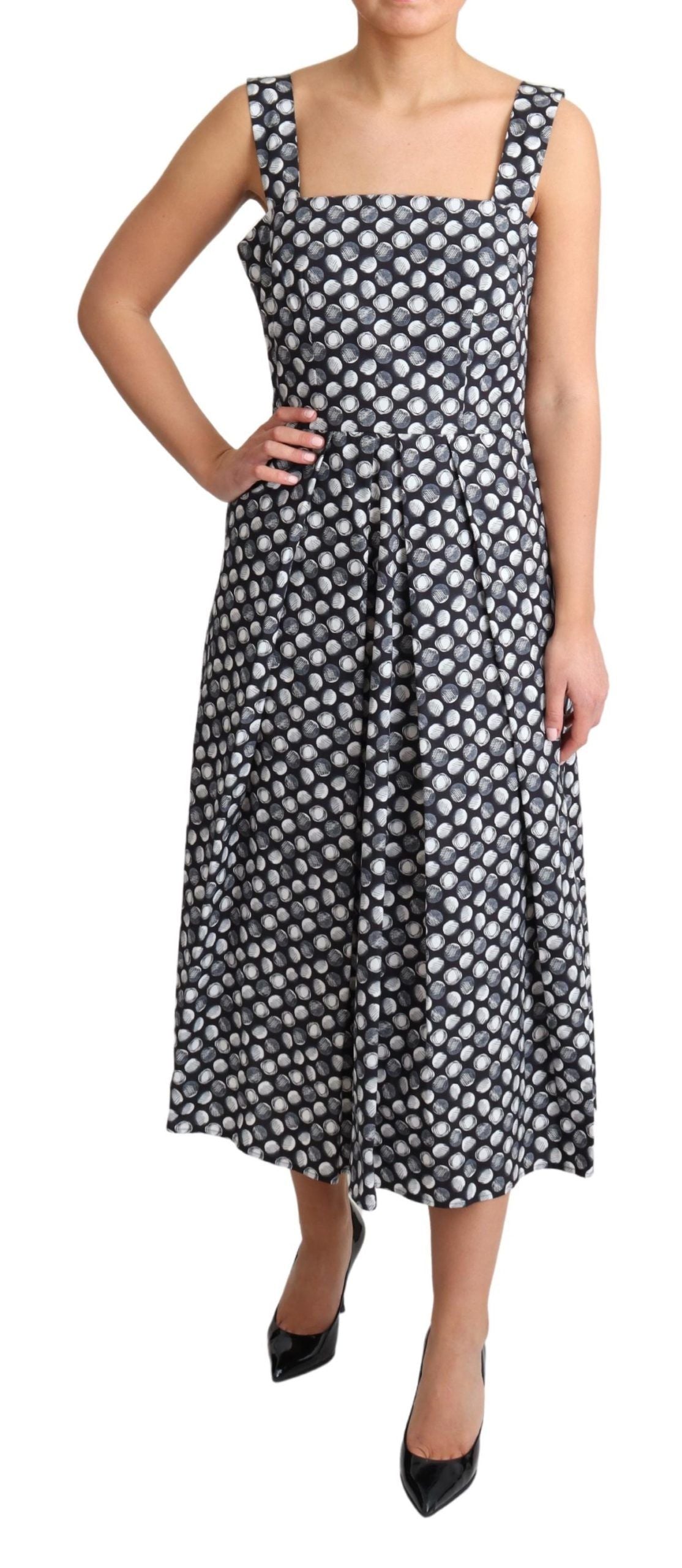 Elegant Sleeveless Geometric Midi A-Line Dress - ventzia
