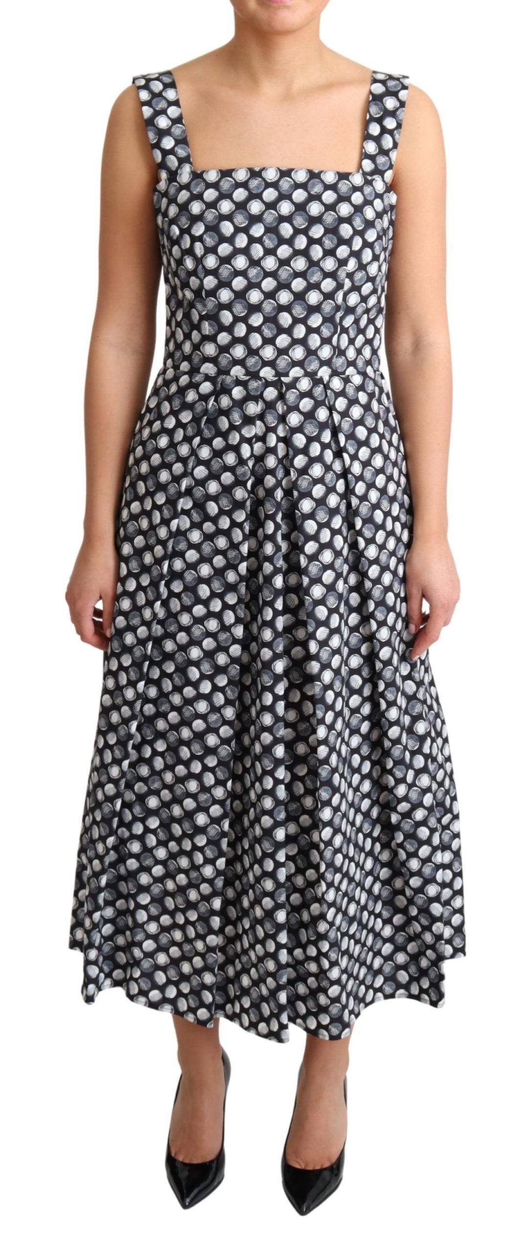 Elegant Sleeveless Geometric Midi A-Line Dress - ventzia