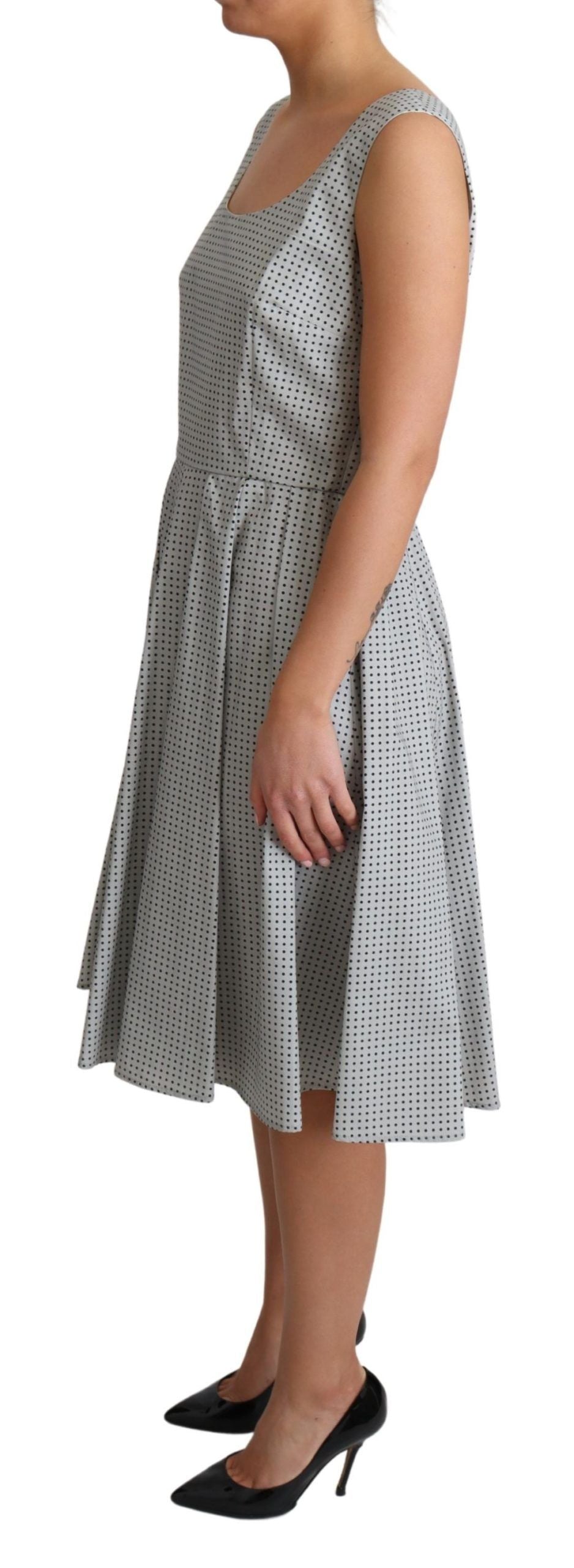 Chic Polka Dotted Sleeveless A-Line Dress - ventzia