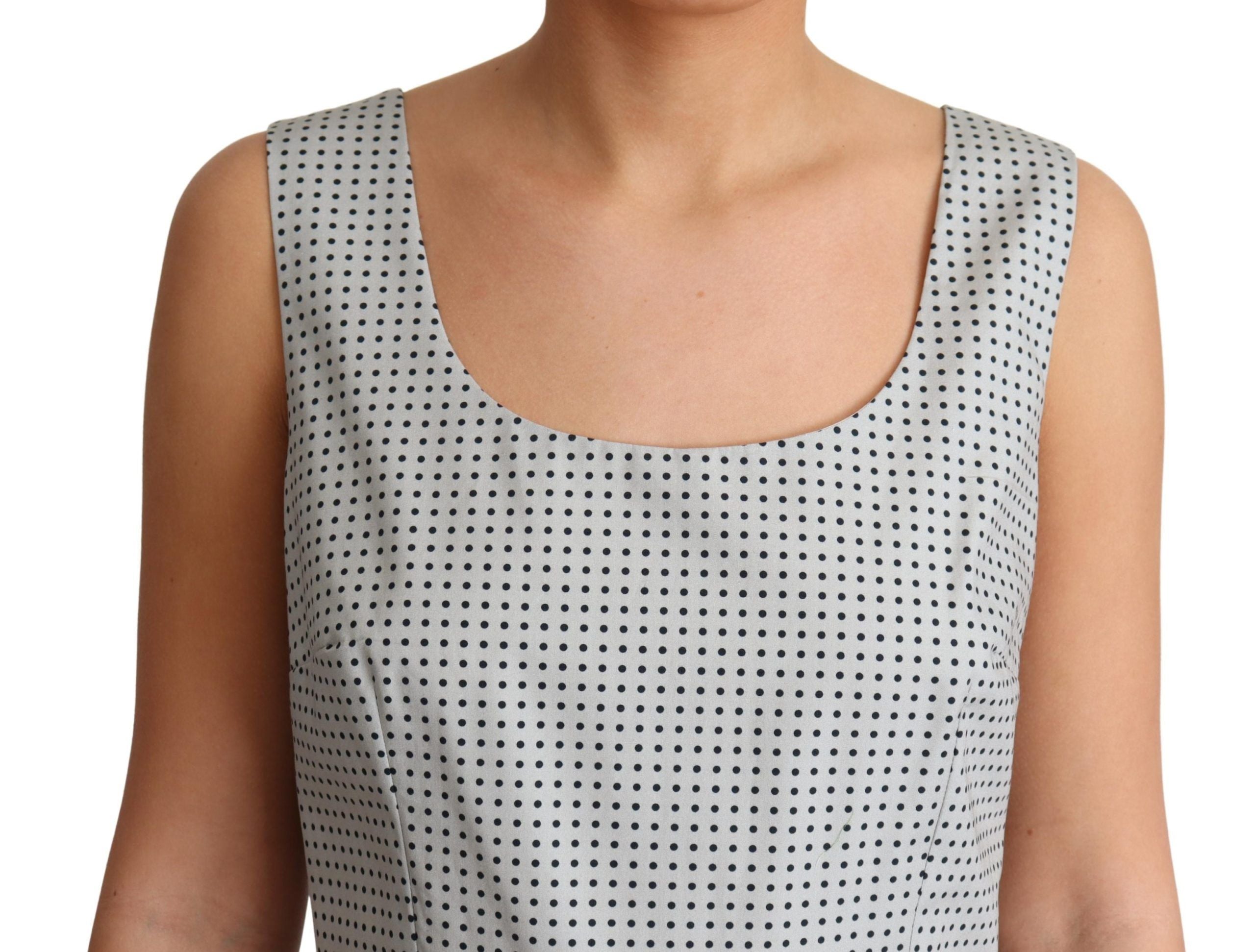 Chic Polka Dotted Sleeveless A-Line Dress - ventzia