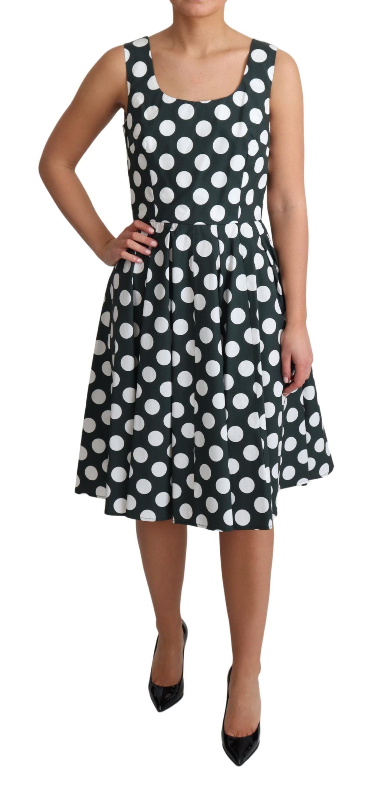 Chic Polka Dot A-line Sleeveless Dress - ventzia