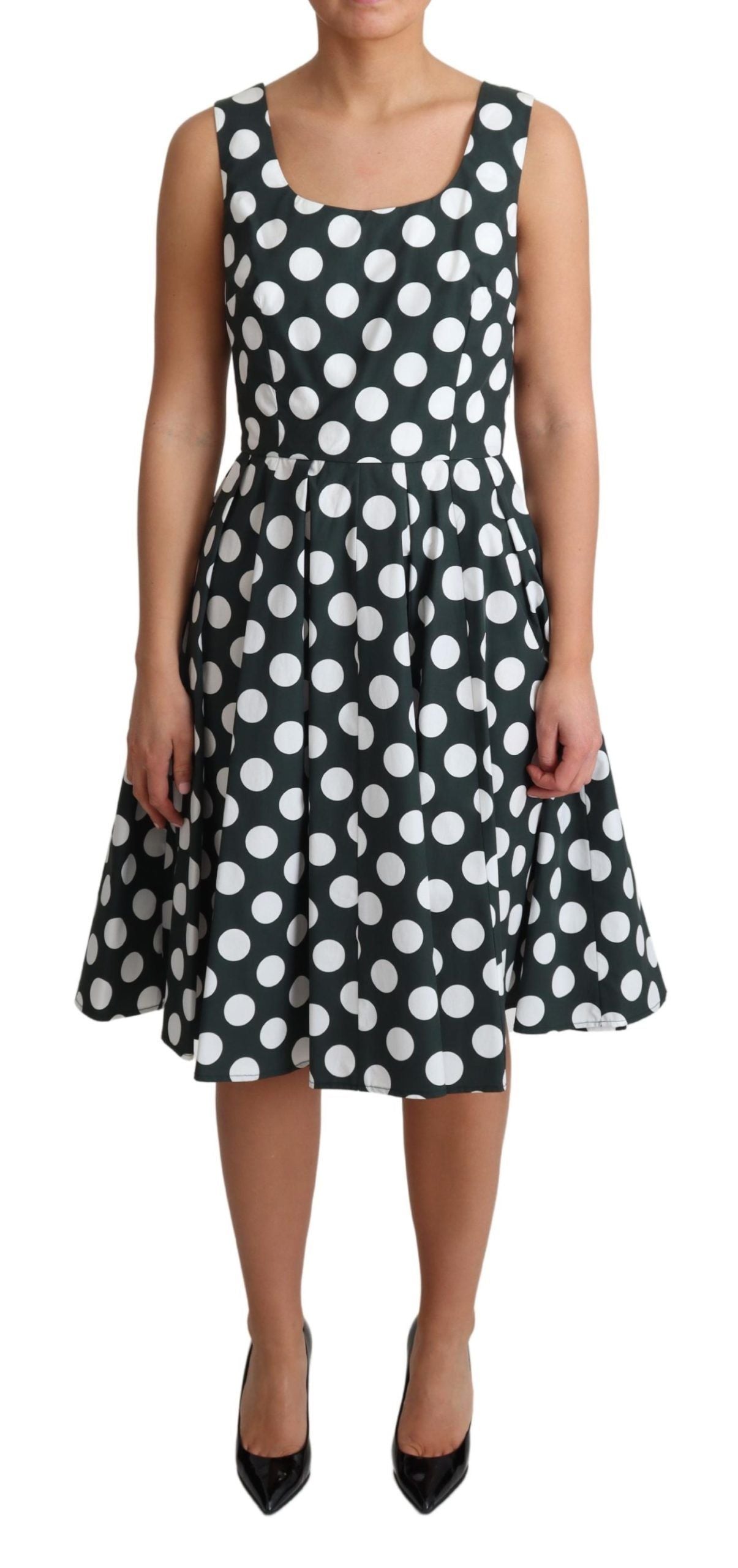 Chic Polka Dot A-line Sleeveless Dress - ventzia