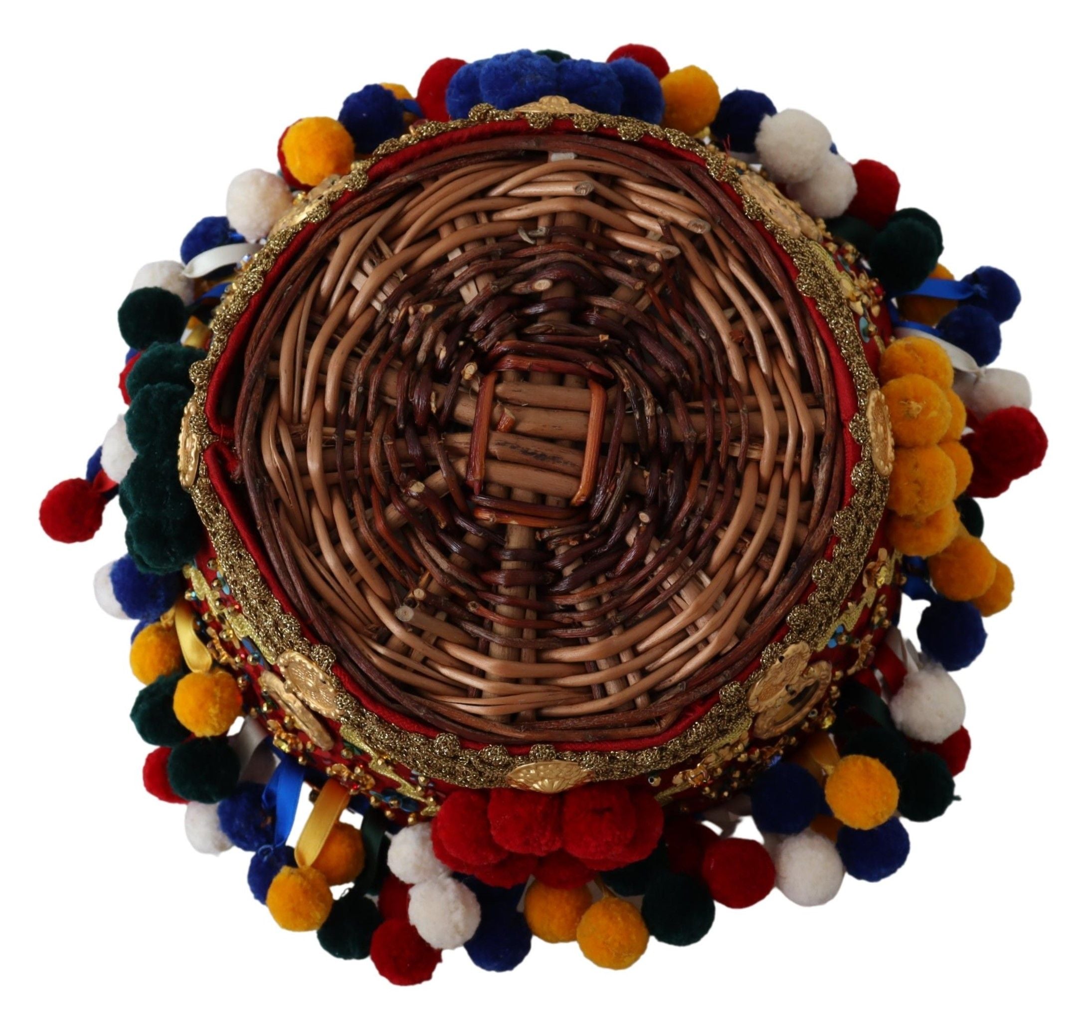 Multicolor Embellished Wicker Tote - ventzia