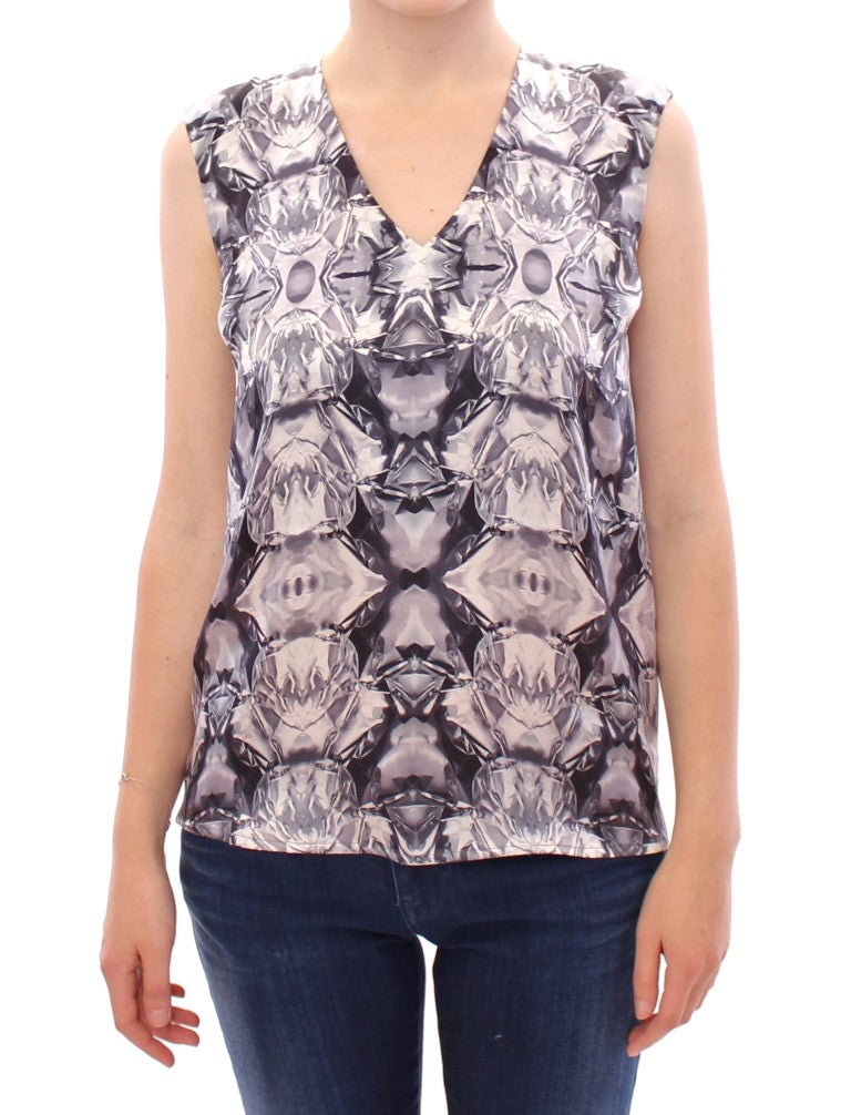 Exquisite Silk Sleeveless Blouse in Multicolor - ventzia