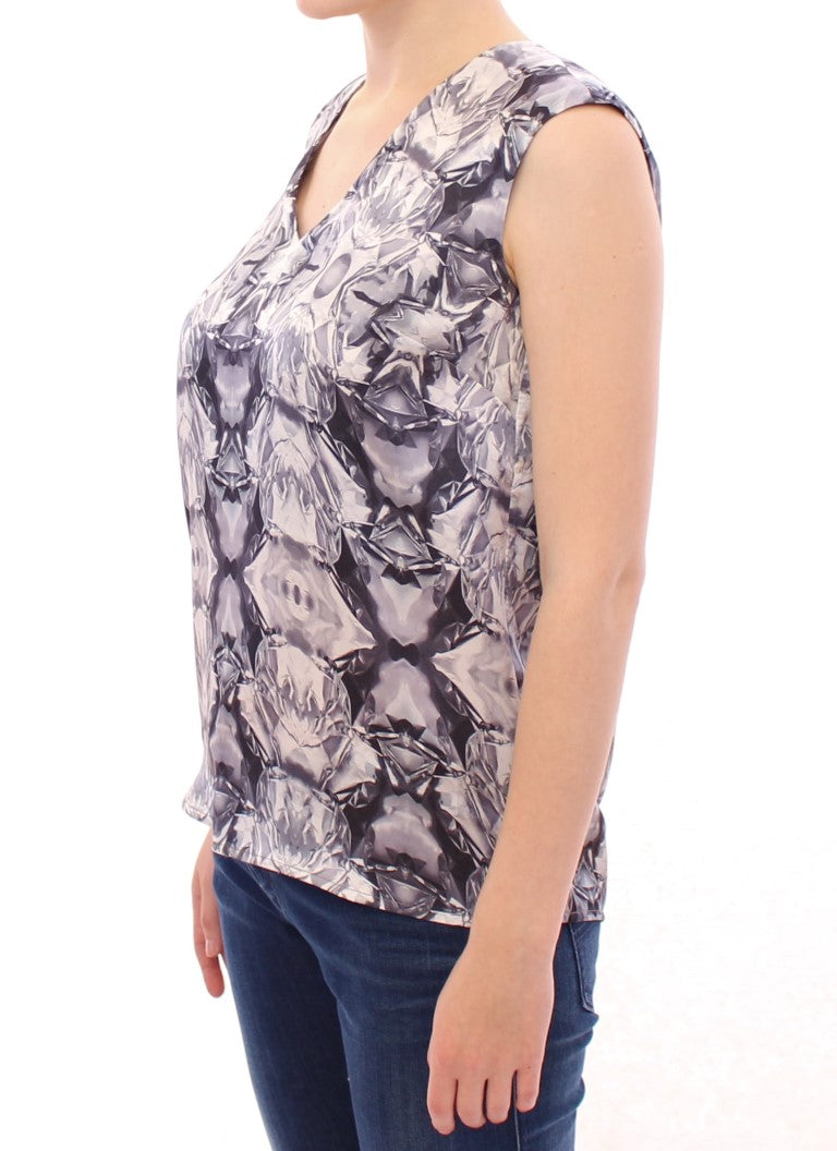 Exquisite Silk Sleeveless Blouse in Multicolor - ventzia