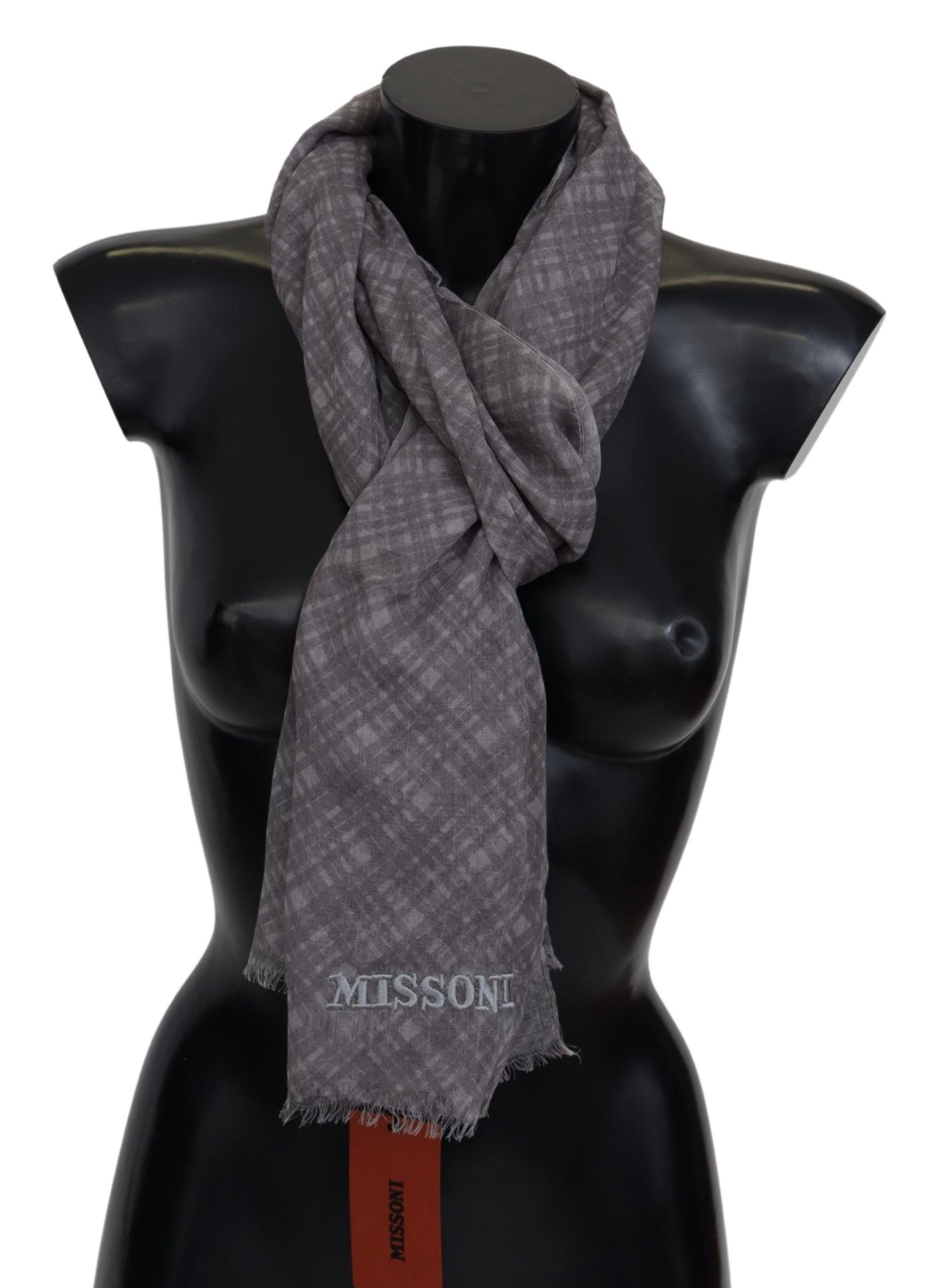 Gray Plaid Wool Unisex Neck Wrap Scarf - ventzia