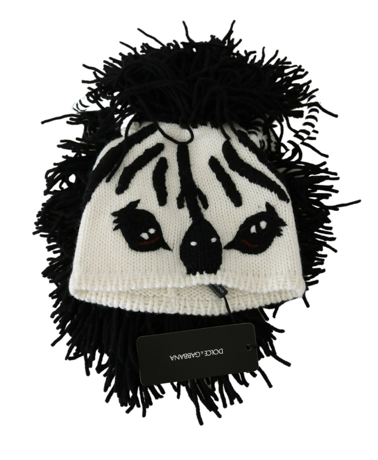 Black and White Knitted Cashmere Beanie - ventzia
