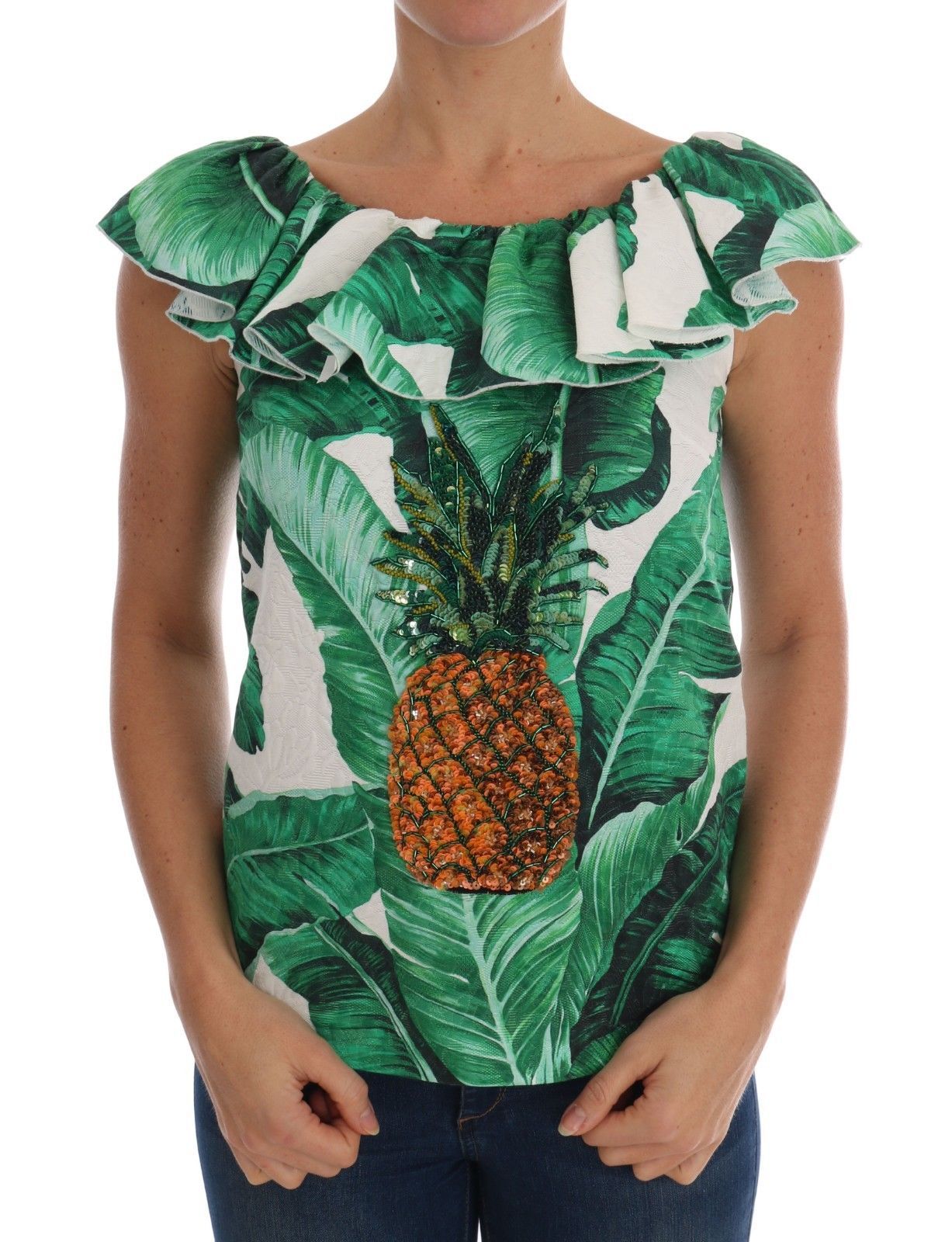Elegant Sequined Pineapple Blouse - ventzia