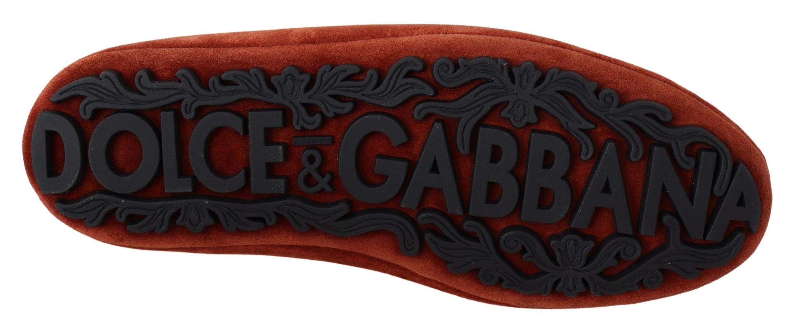 Opulent Orange Leather Loafers with Gold Embroidery - ventzia