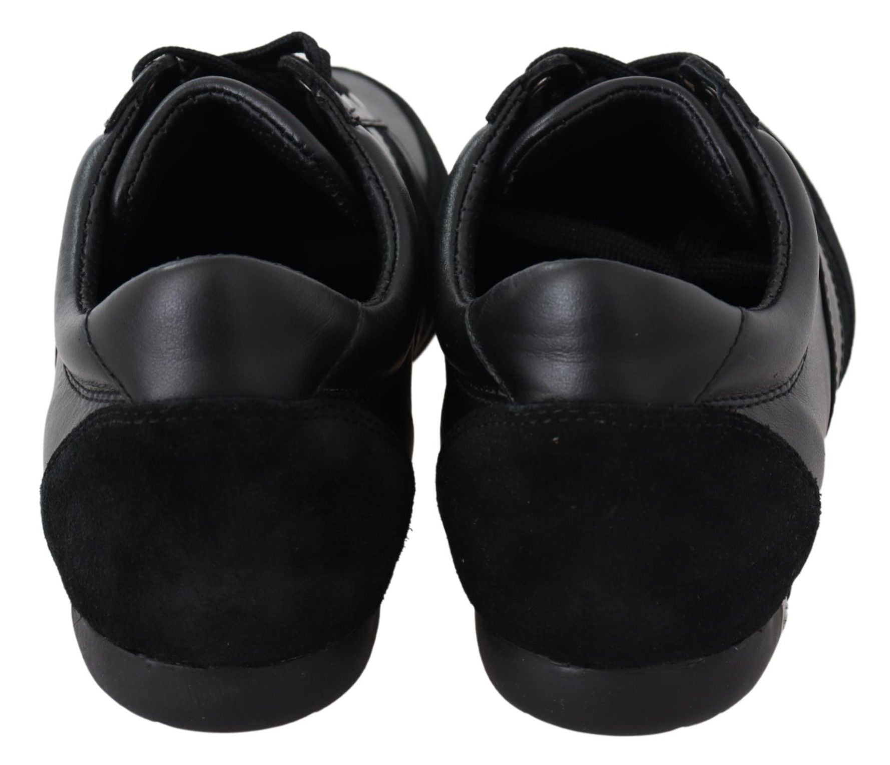 Elegant Black Leather Sport Sneakers - ventzia