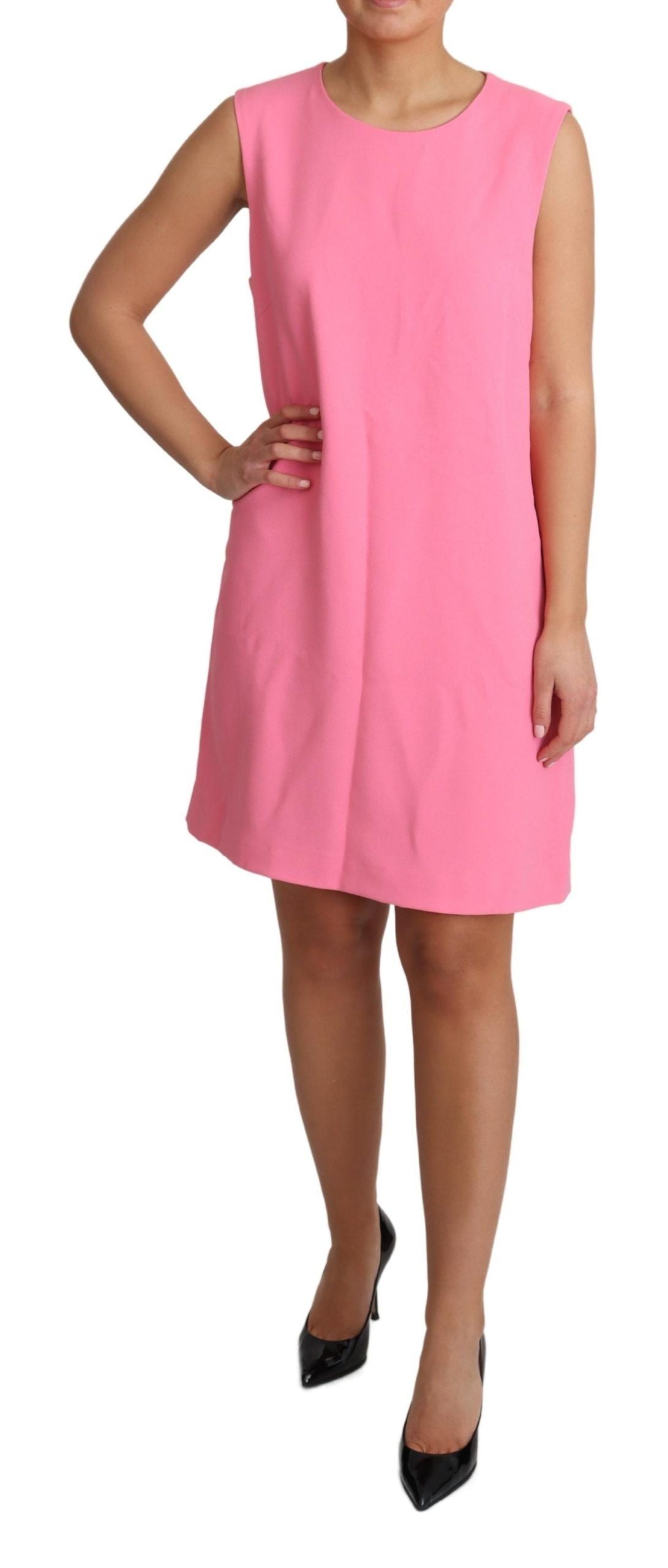 Elegant Pink Shift Knee Length Dress - ventzia