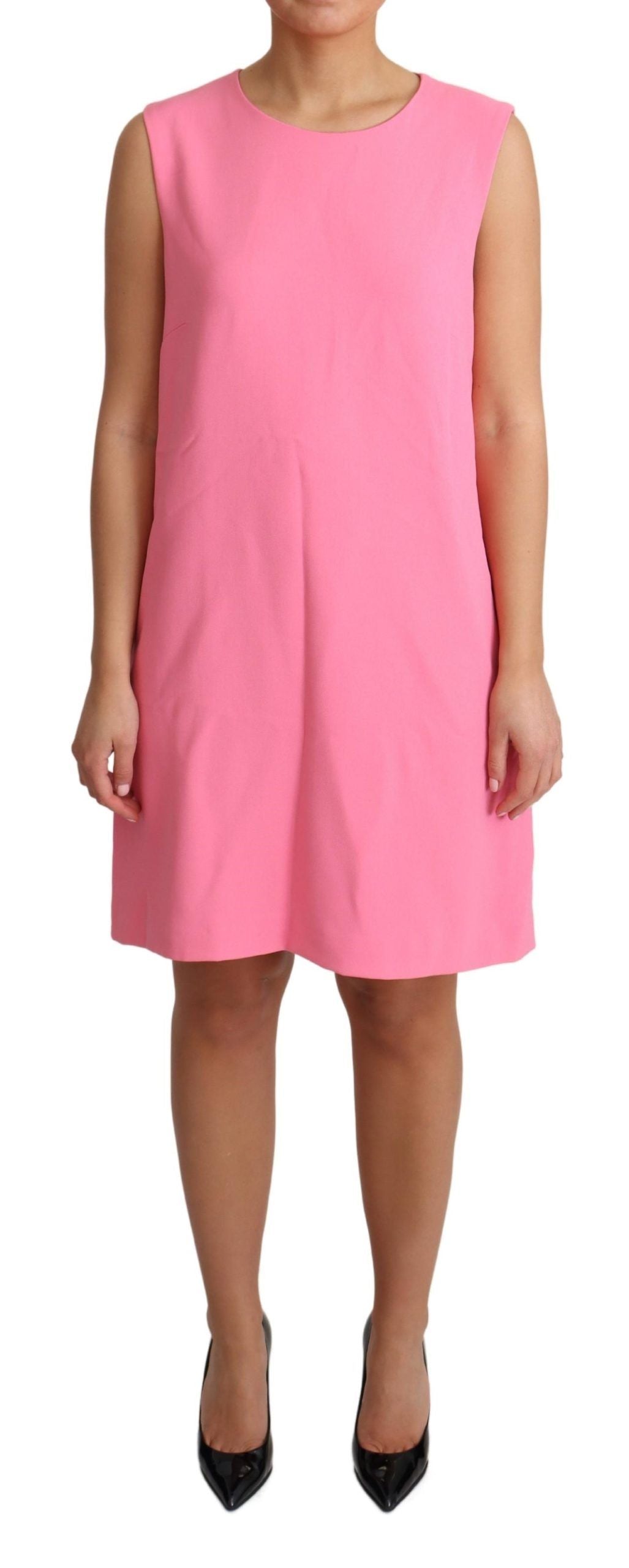 Elegant Pink Shift Knee Length Dress - ventzia