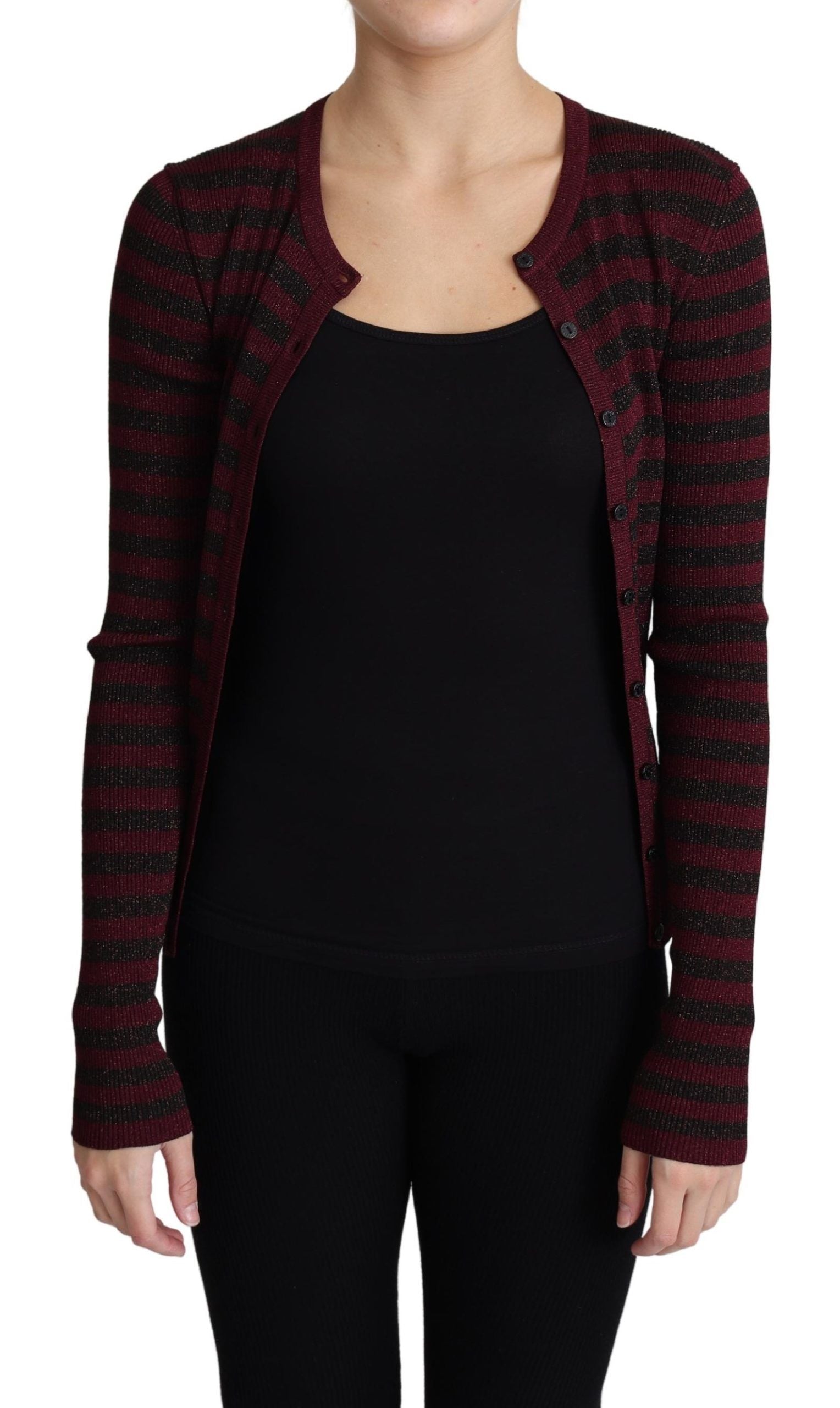 Elegant Striped Viscose Cardigan - ventzia