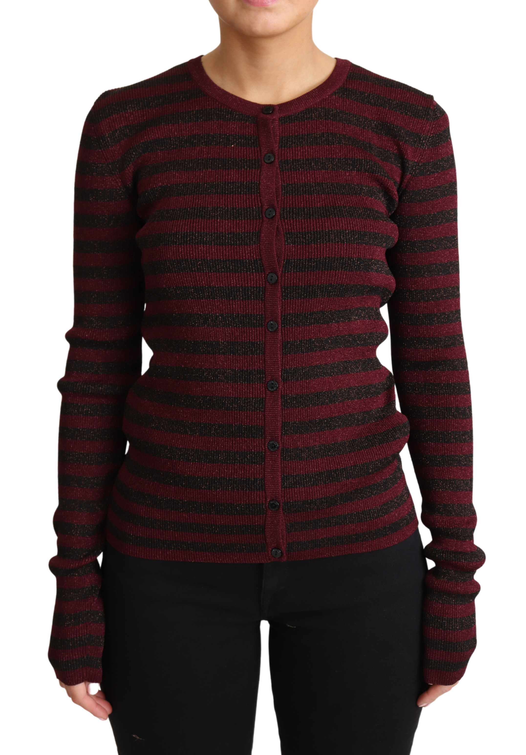 Elegant Striped Viscose Cardigan - ventzia