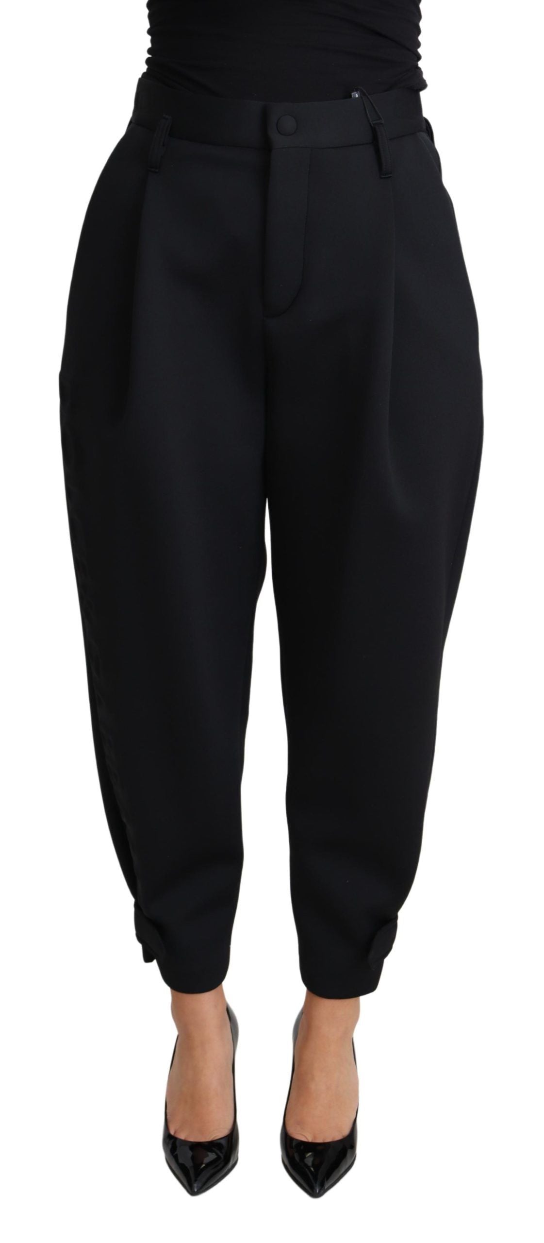 Elegant High-Waist Cropped Trousers - ventzia