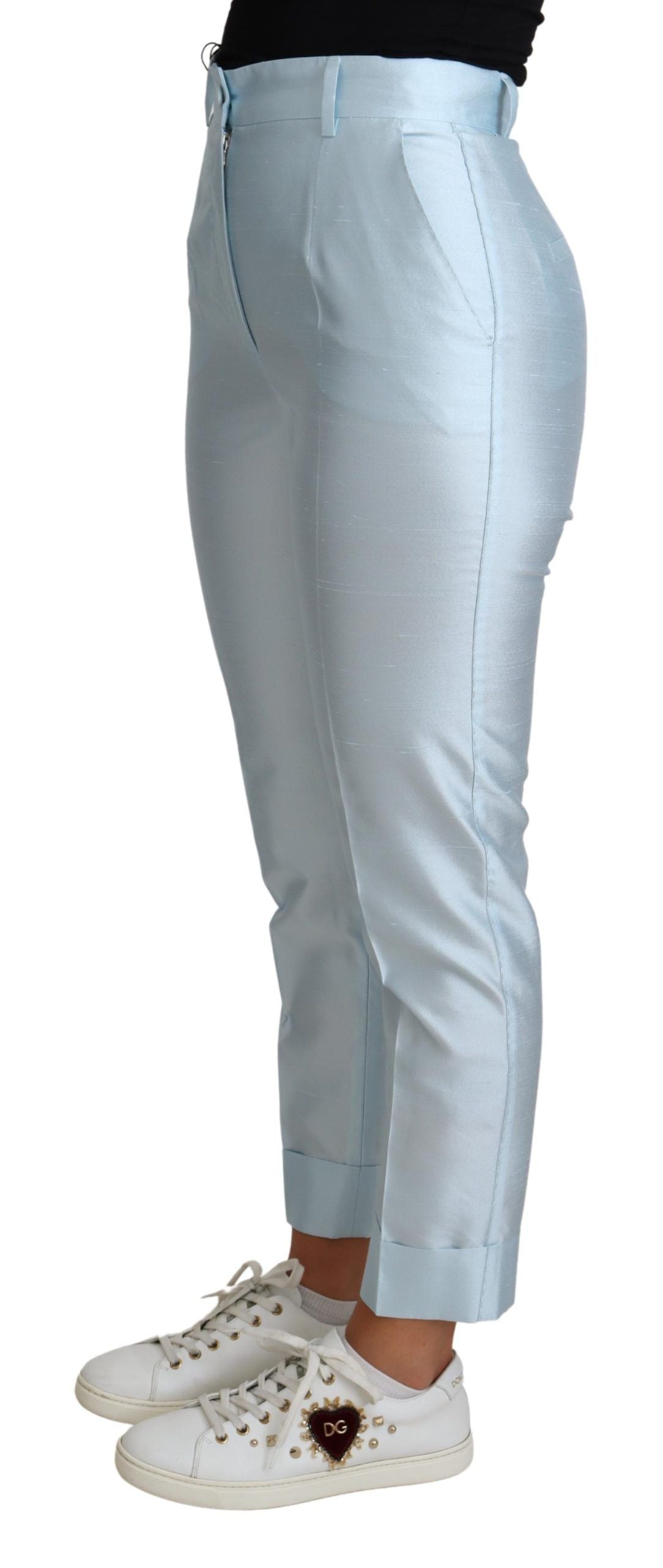 Elegant High-Waisted Silk Trousers - ventzia