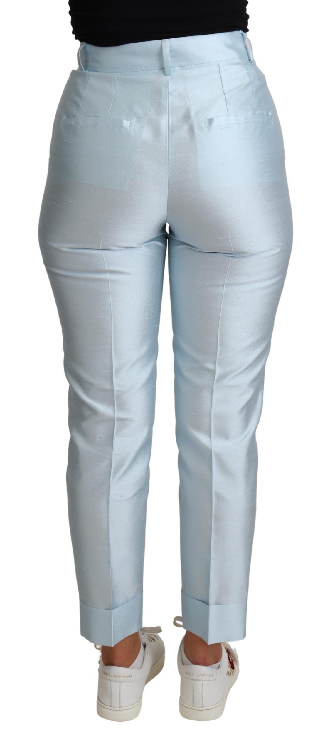 Elegant High-Waisted Silk Trousers - ventzia