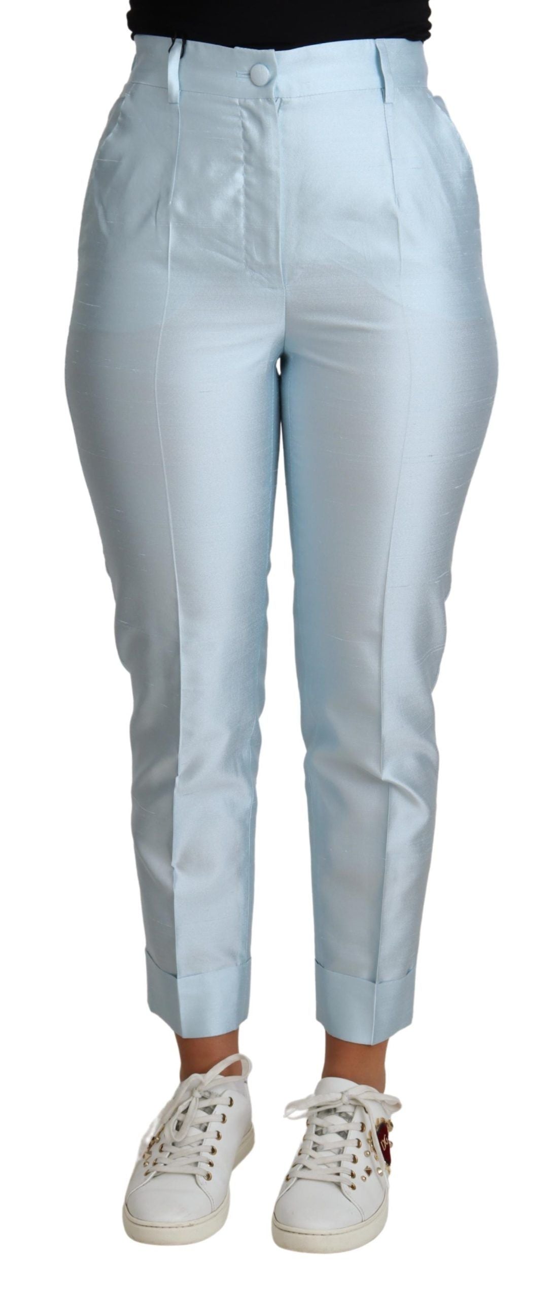 Elegant High-Waisted Silk Trousers - ventzia