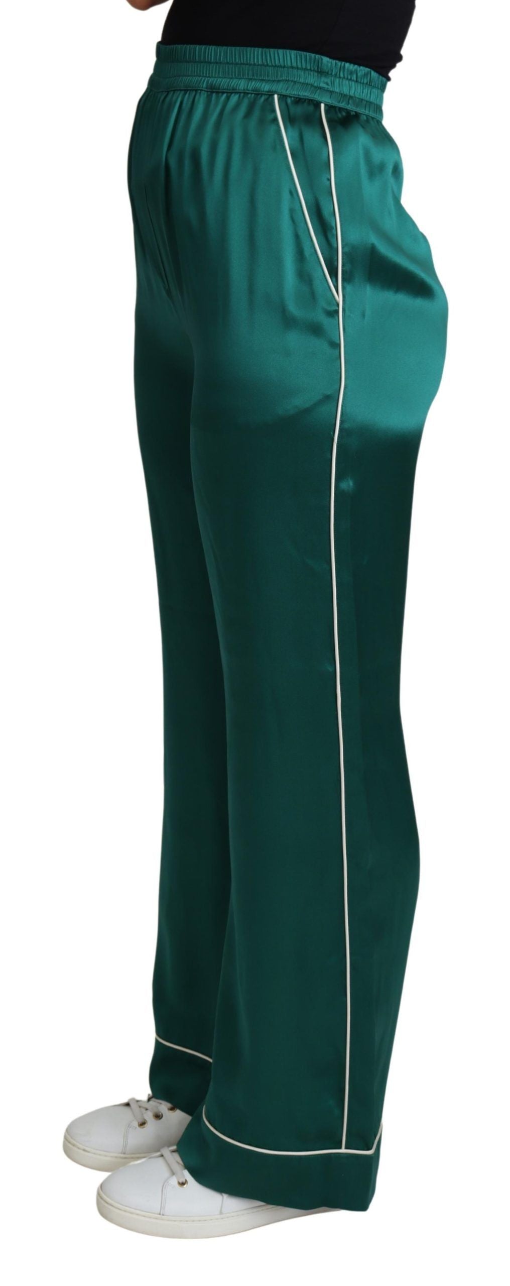 Exquisite Silk Pajama Trousers in Lush Green - ventzia
