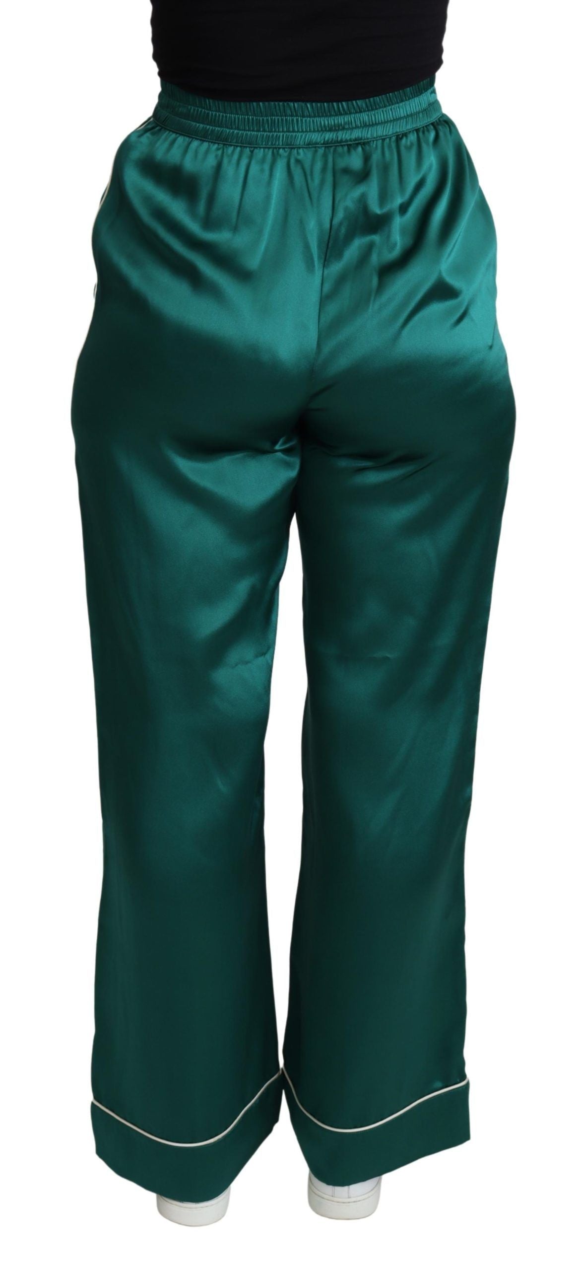 Exquisite Silk Pajama Trousers in Lush Green - ventzia