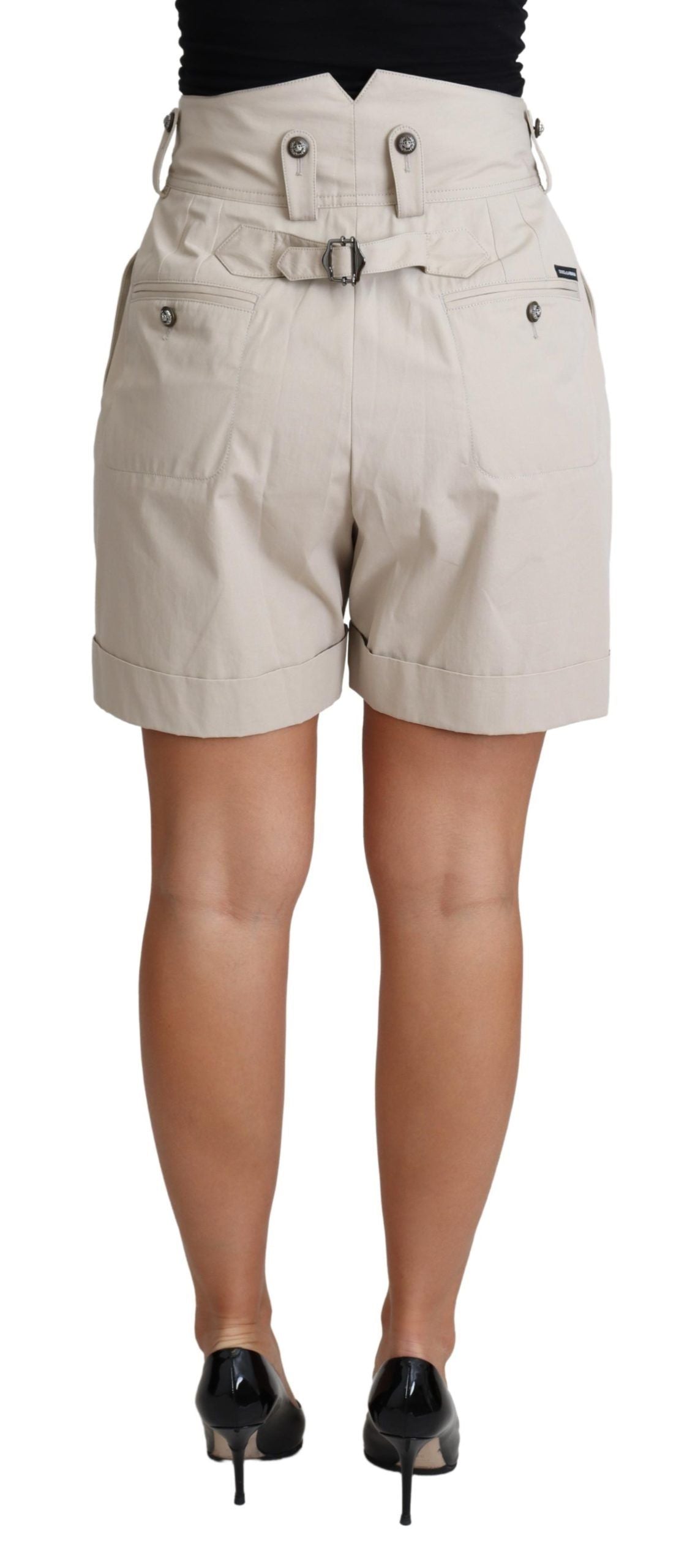 Chic Beige High Waist Pleated Shorts - ventzia