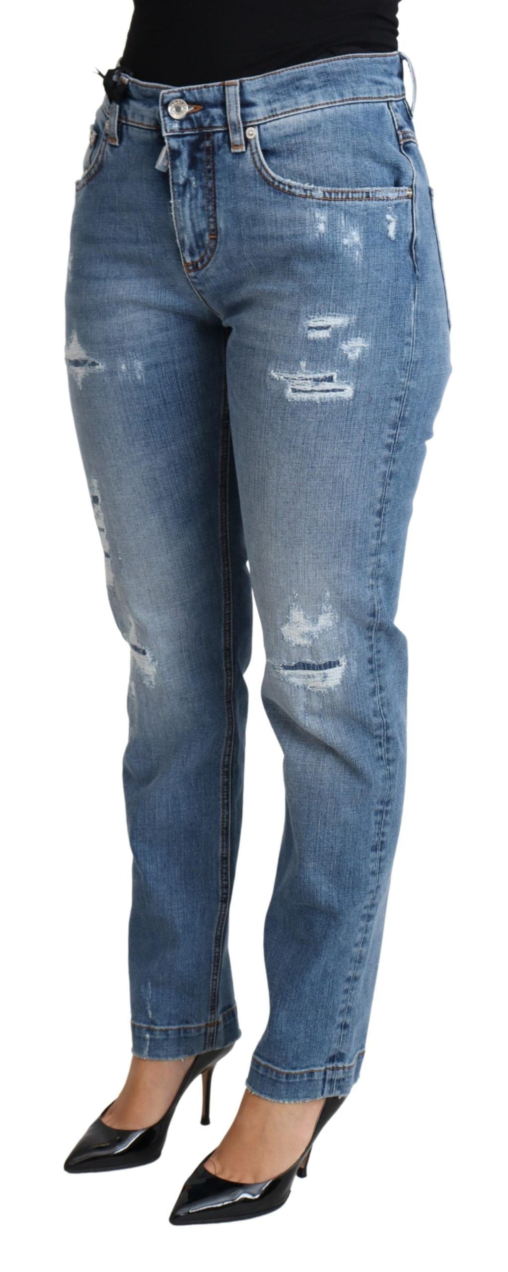 Chic High-Waisted Tattered Skinny Jeans - ventzia