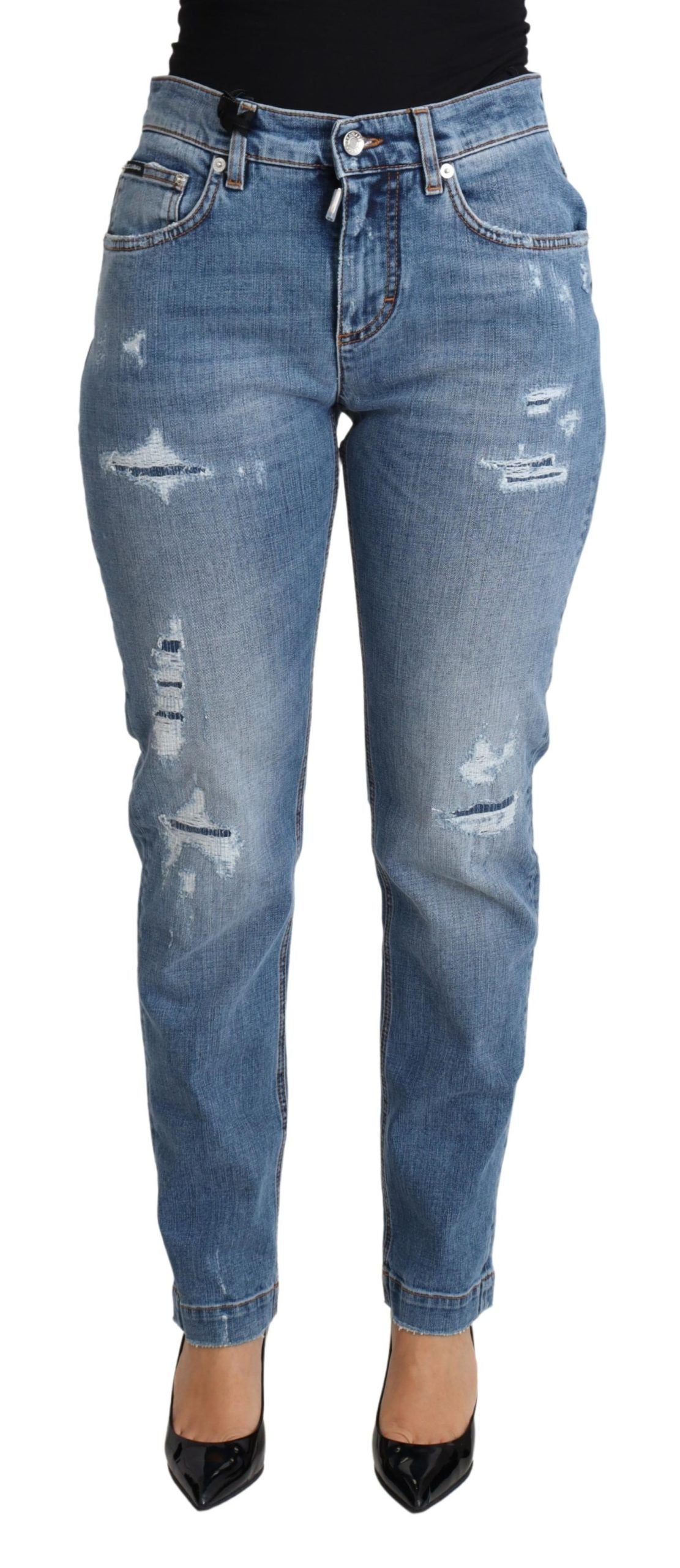 Chic High-Waisted Tattered Skinny Jeans - ventzia