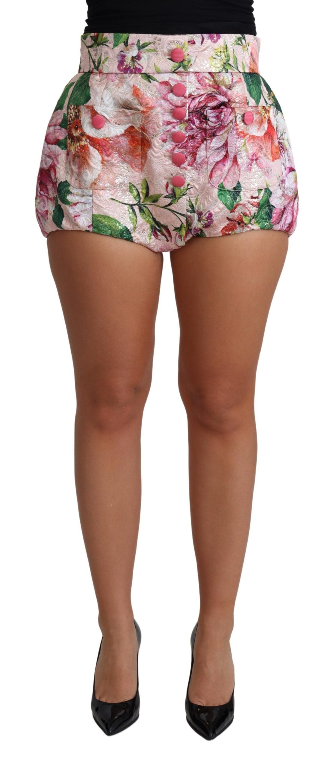 Chic Pink Floral High-Waist Hot Pants - ventzia