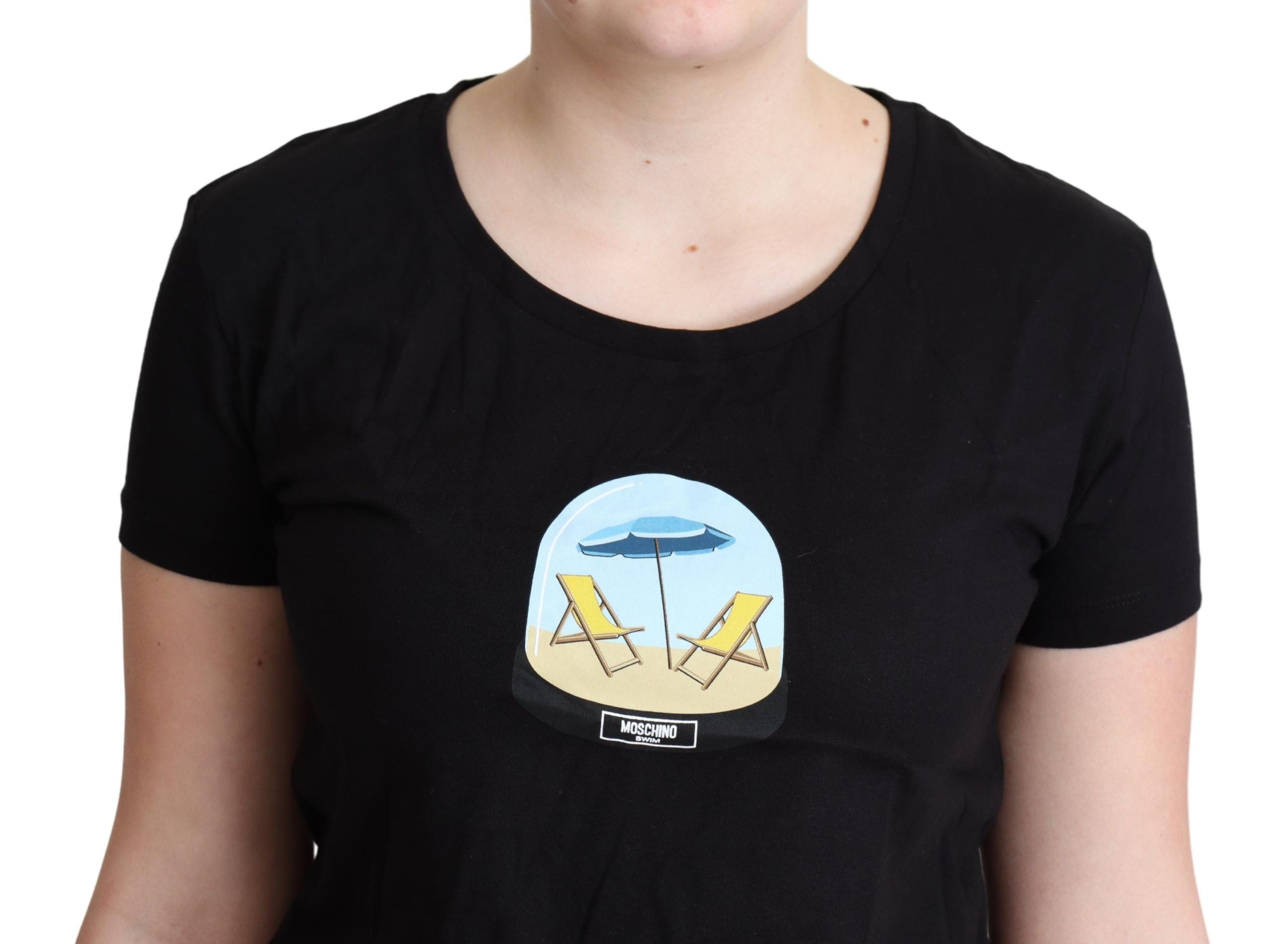 Chic Black Cotton Round Neck Tee - ventzia