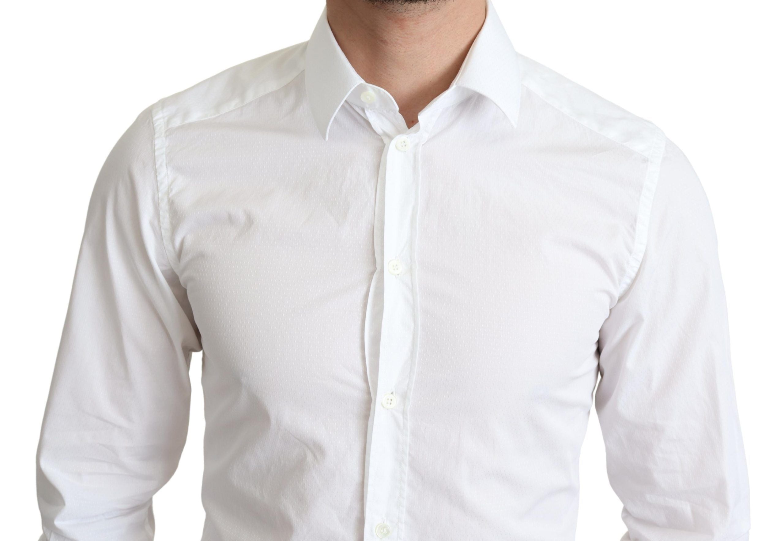 Elegant White Cotton Dress Shirt - ventzia