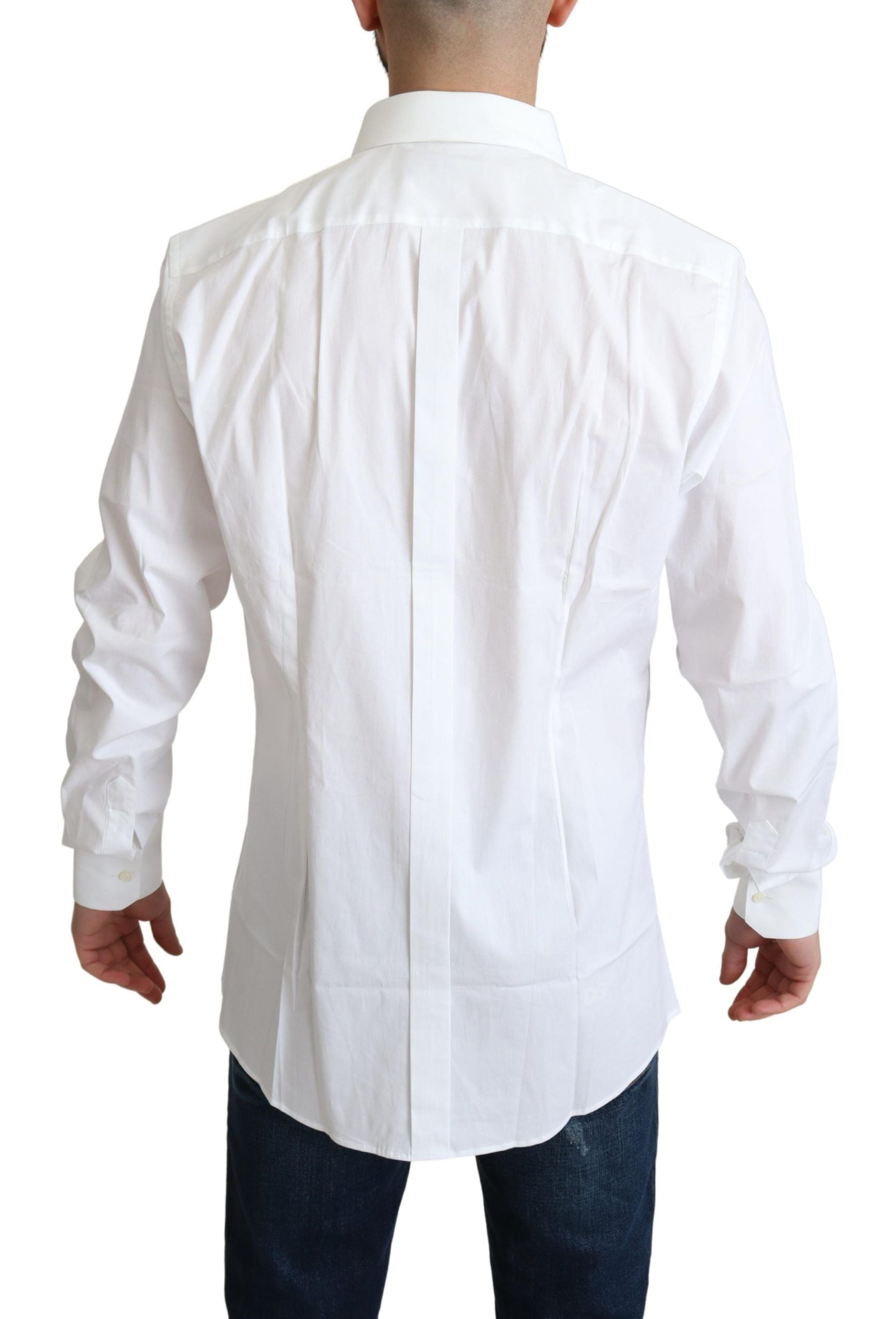 Elegant White Cotton Stretch Dress Shirt - ventzia