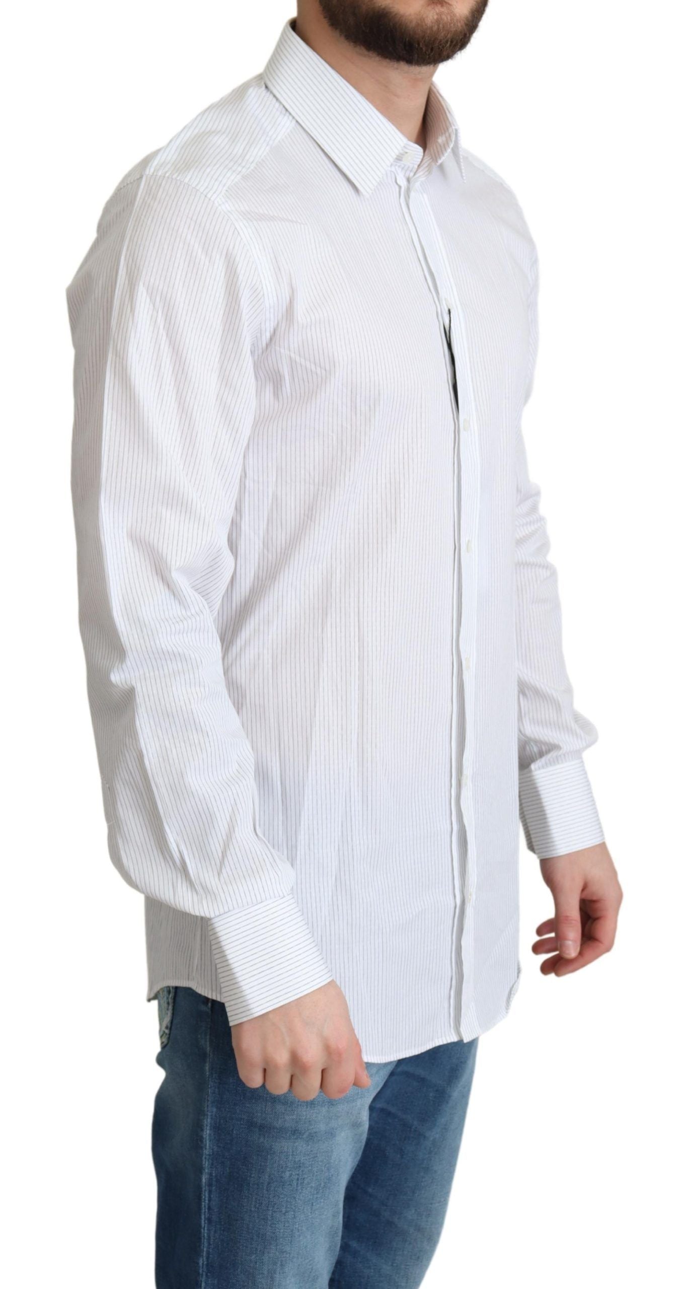 Elegant Striped Gold Dress Shirt - ventzia