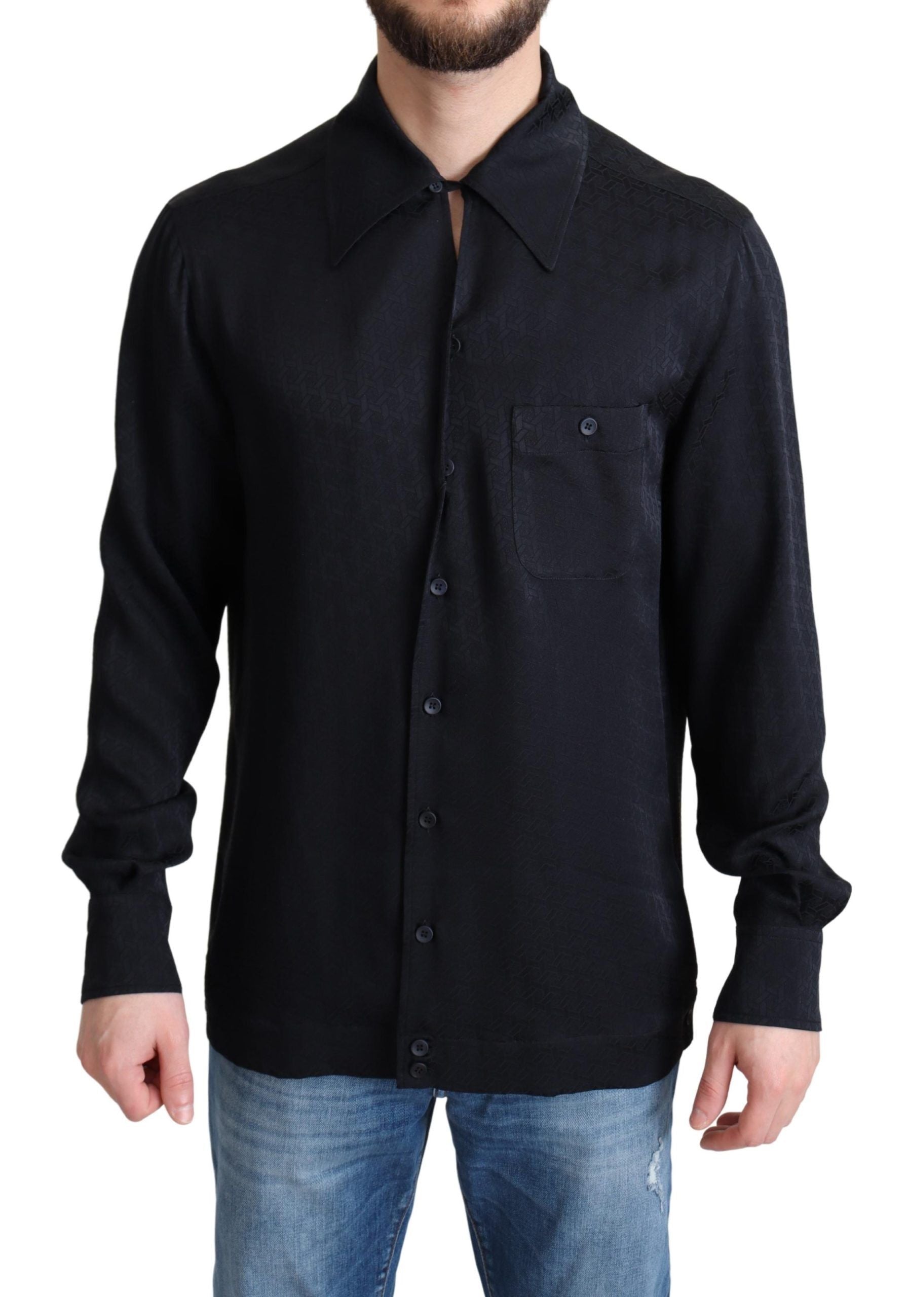 Elegant Jacquard Silk Casual Shirt - ventzia