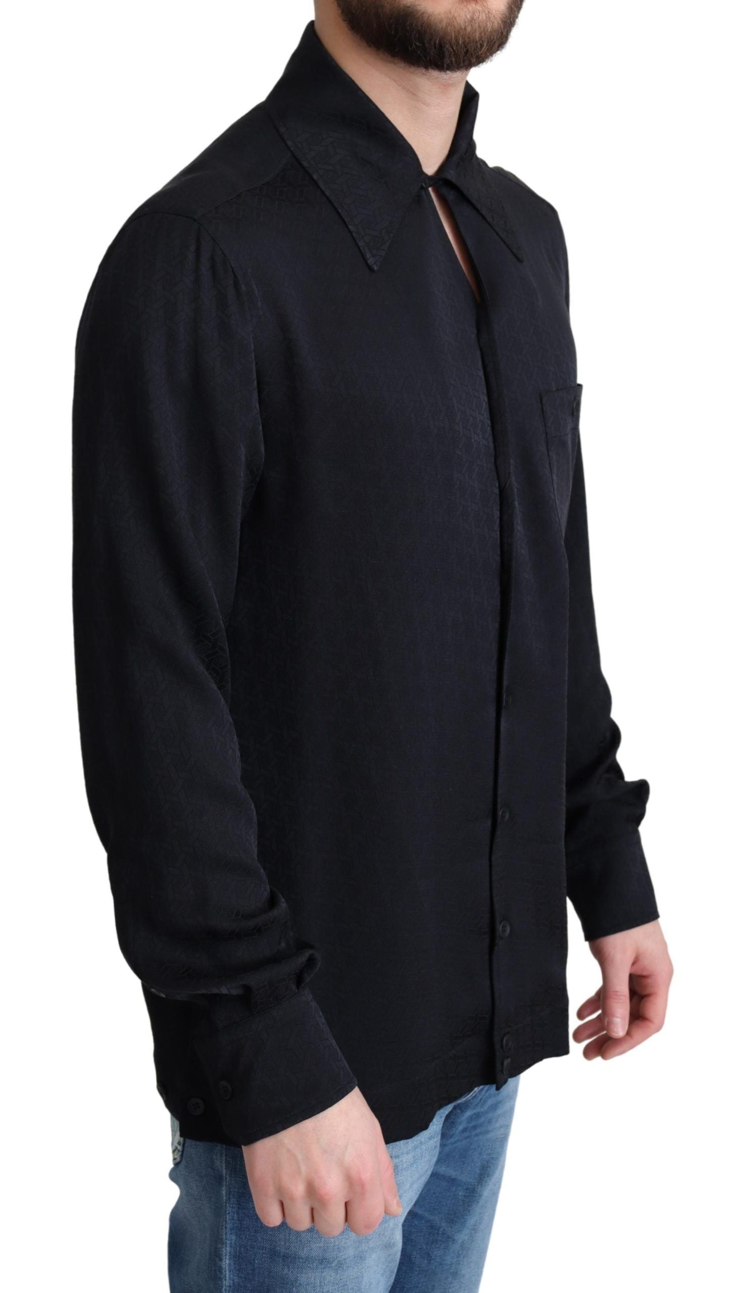 Elegant Jacquard Silk Casual Shirt - ventzia