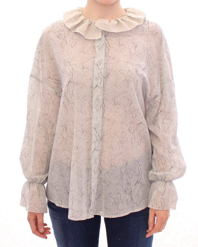 Elegant Blue Cotton Tunic Blouse - ventzia