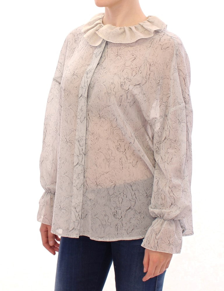 Elegant Blue Cotton Tunic Blouse - ventzia