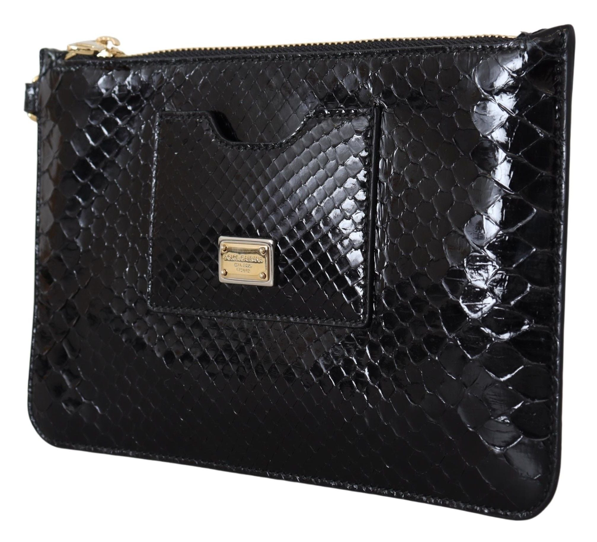 Exotic Leather Black Wristlet Wallet - ventzia