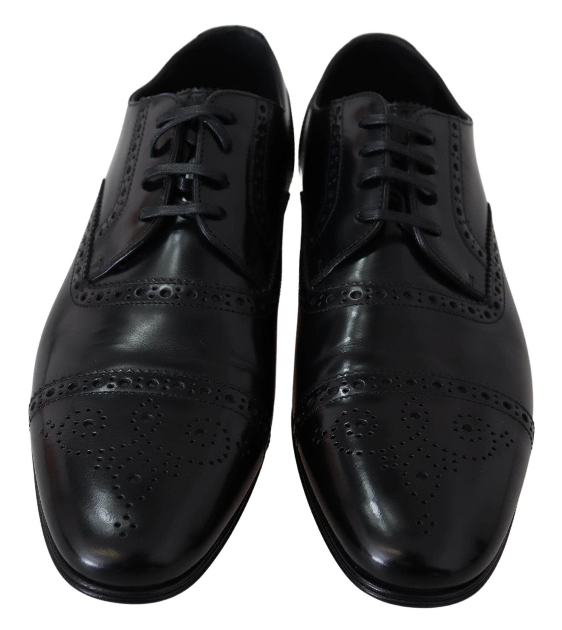 Elegant Black Leather Formal Derby Shoes - ventzia