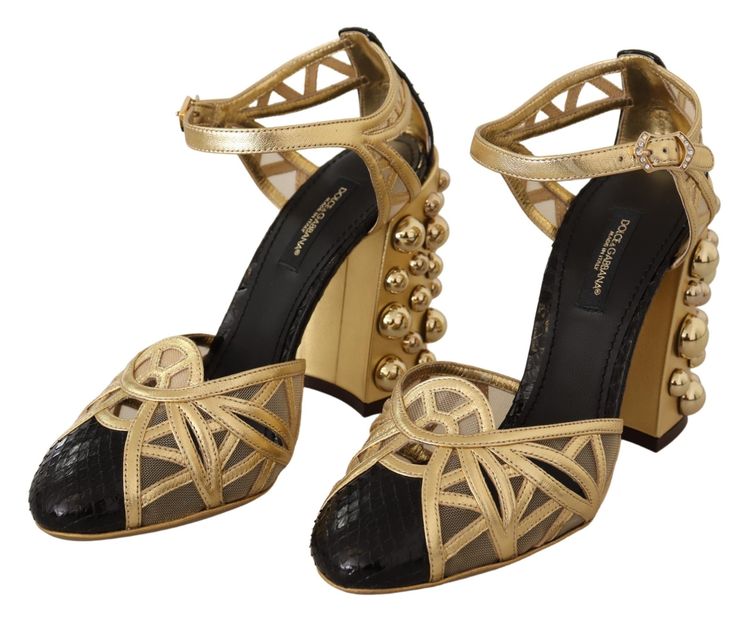 Elegant Crystal Studded Leather Pumps - ventzia