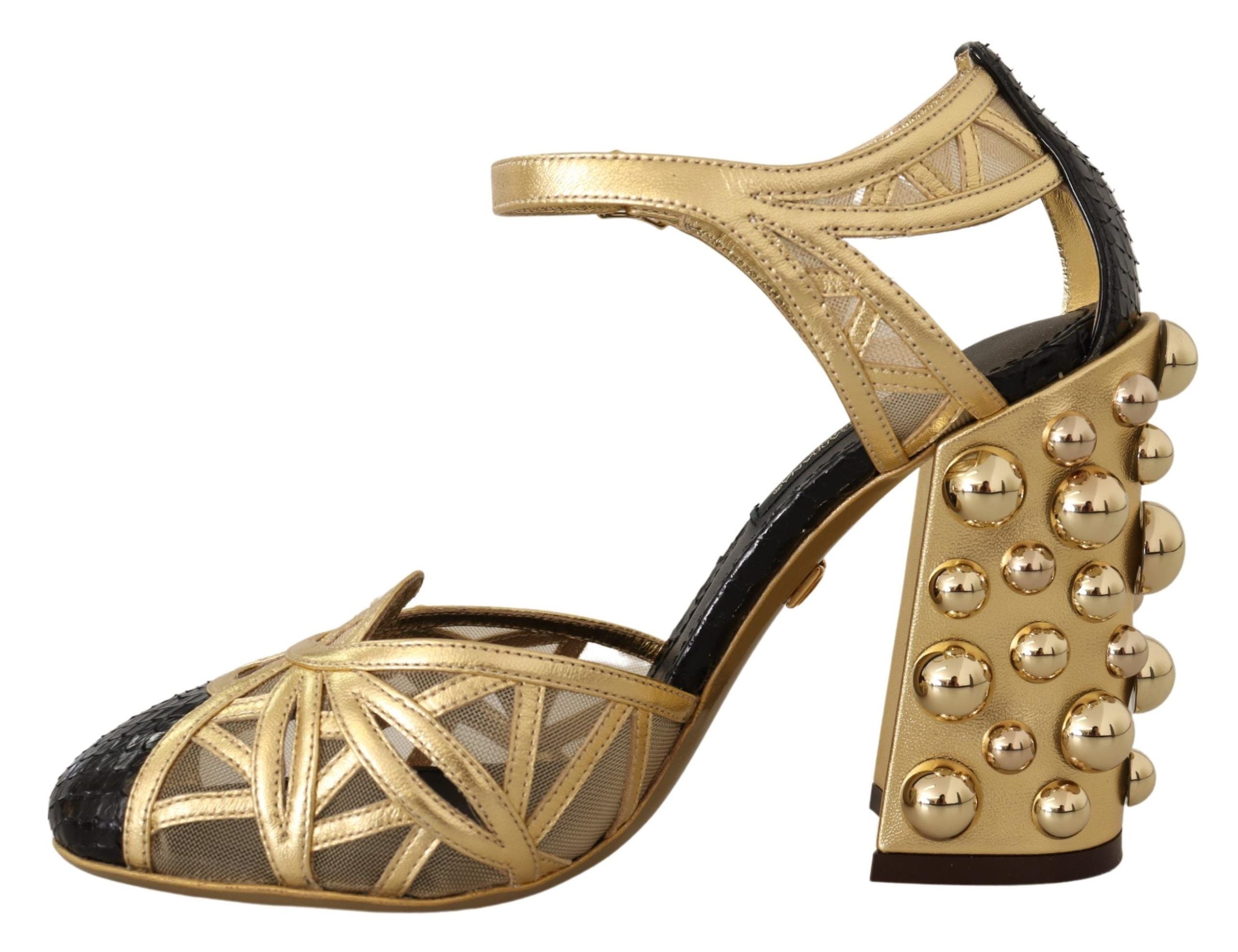 Elegant Crystal Studded Leather Pumps - ventzia
