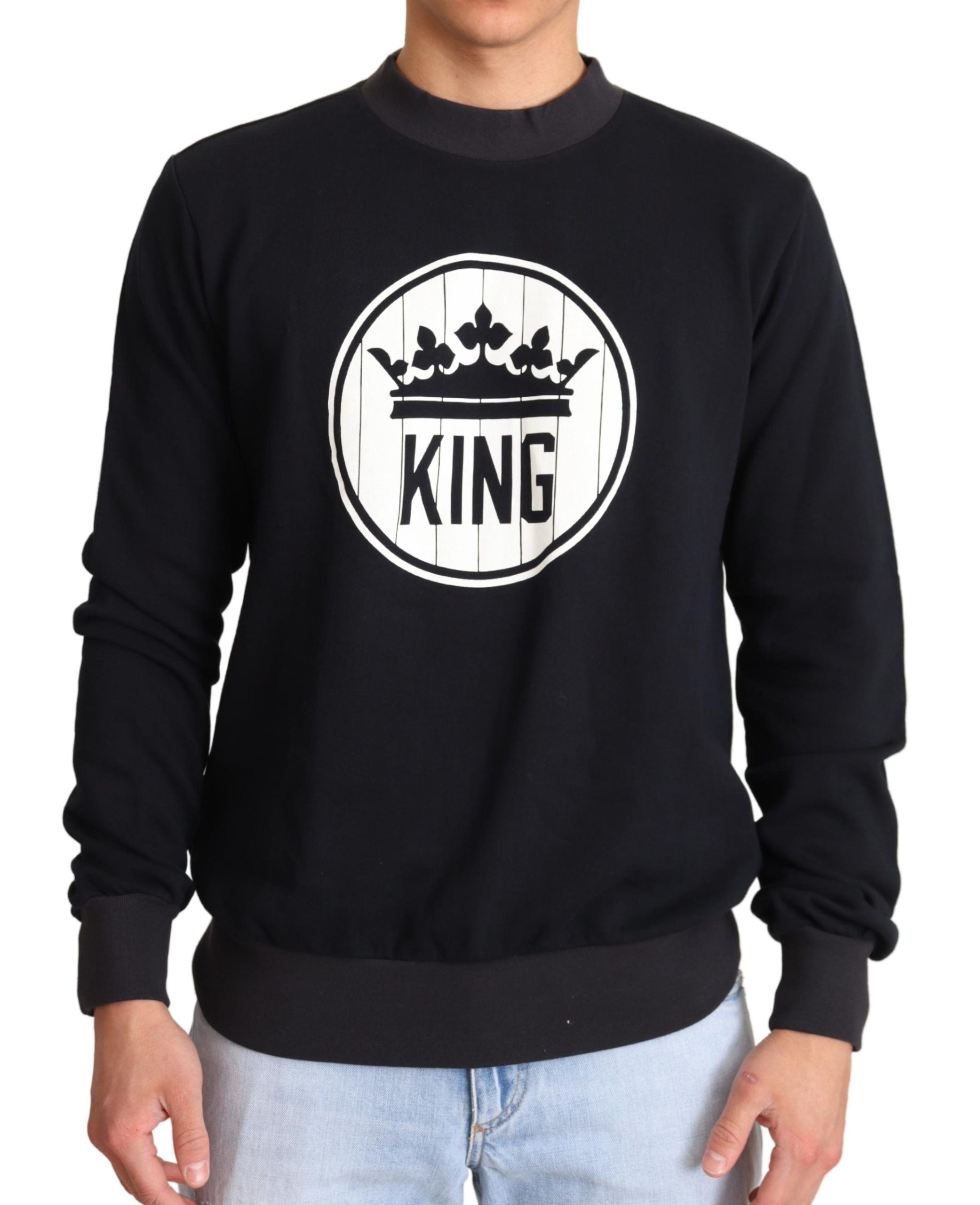 Regal Crown Motive Crewneck Sweater - ventzia