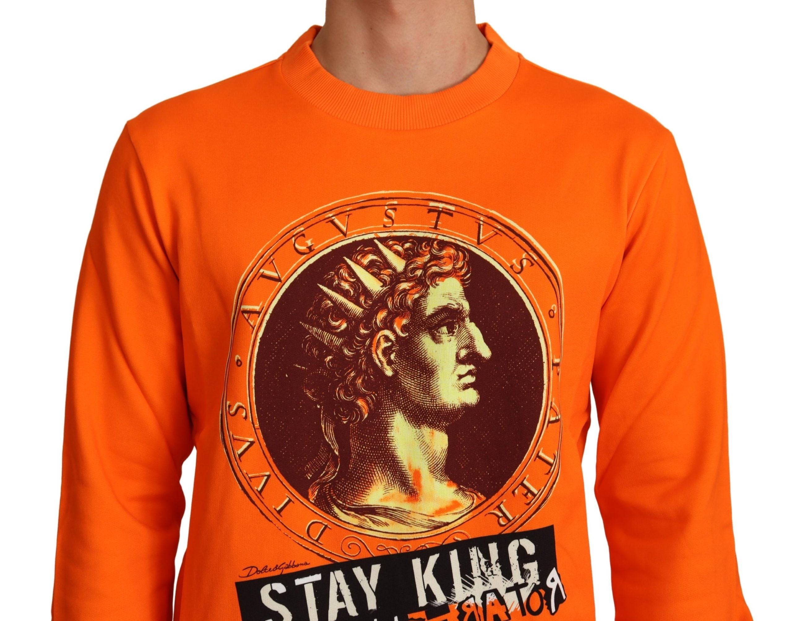 Regal Crewneck Cotton Sweater in Orange - ventzia