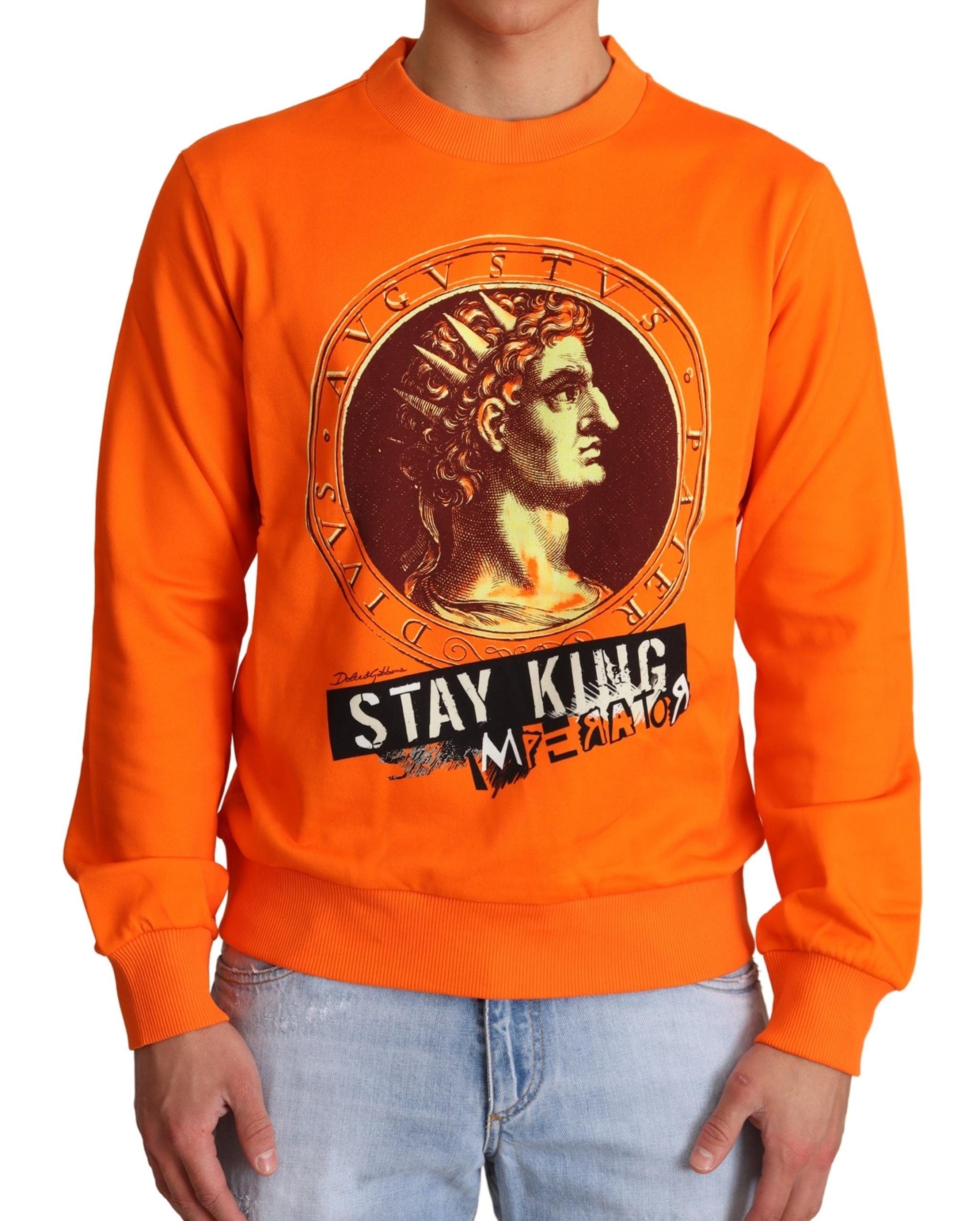 Regal Crewneck Cotton Sweater in Orange - ventzia
