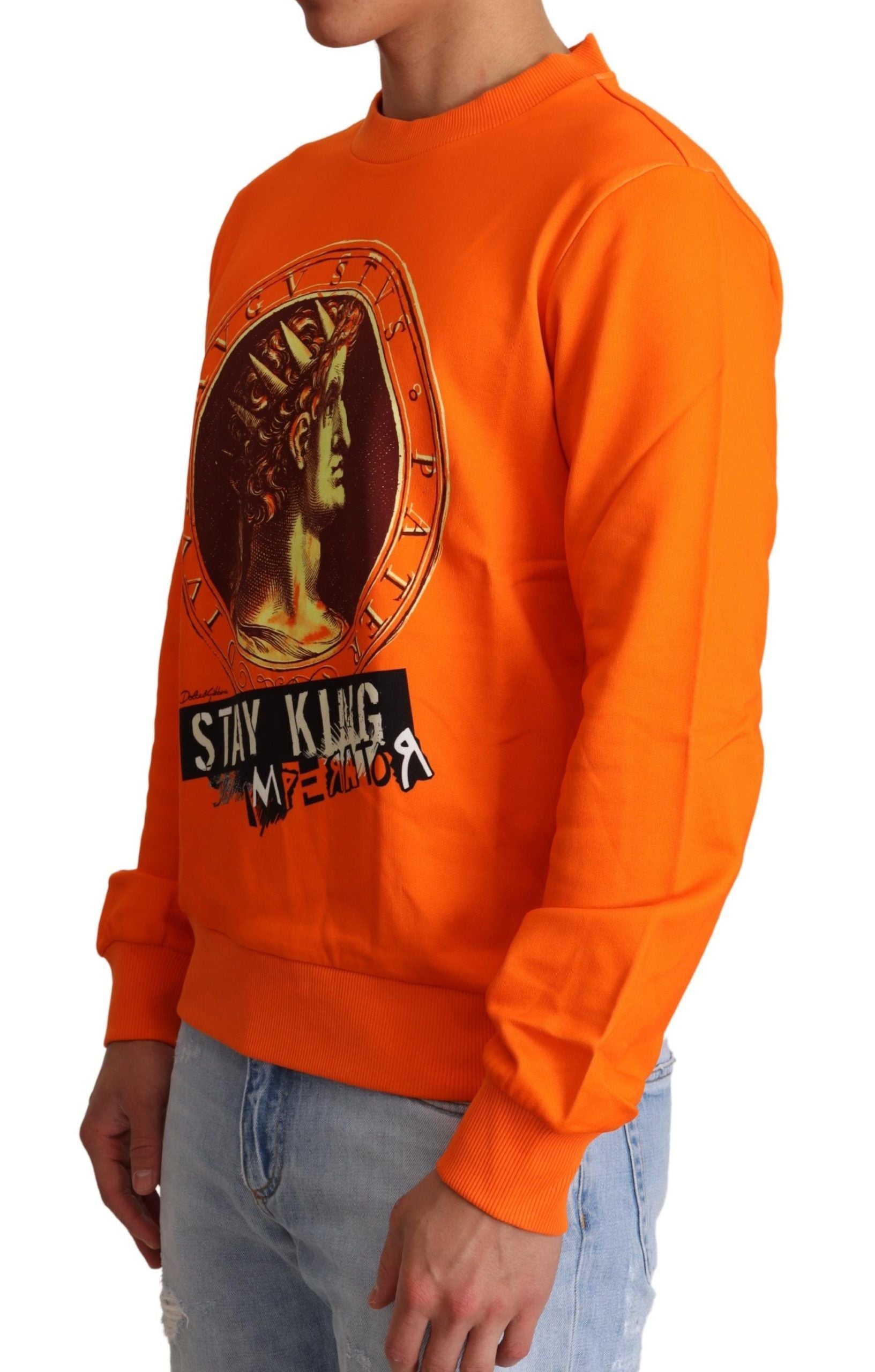 Regal Crewneck Cotton Sweater in Orange - ventzia