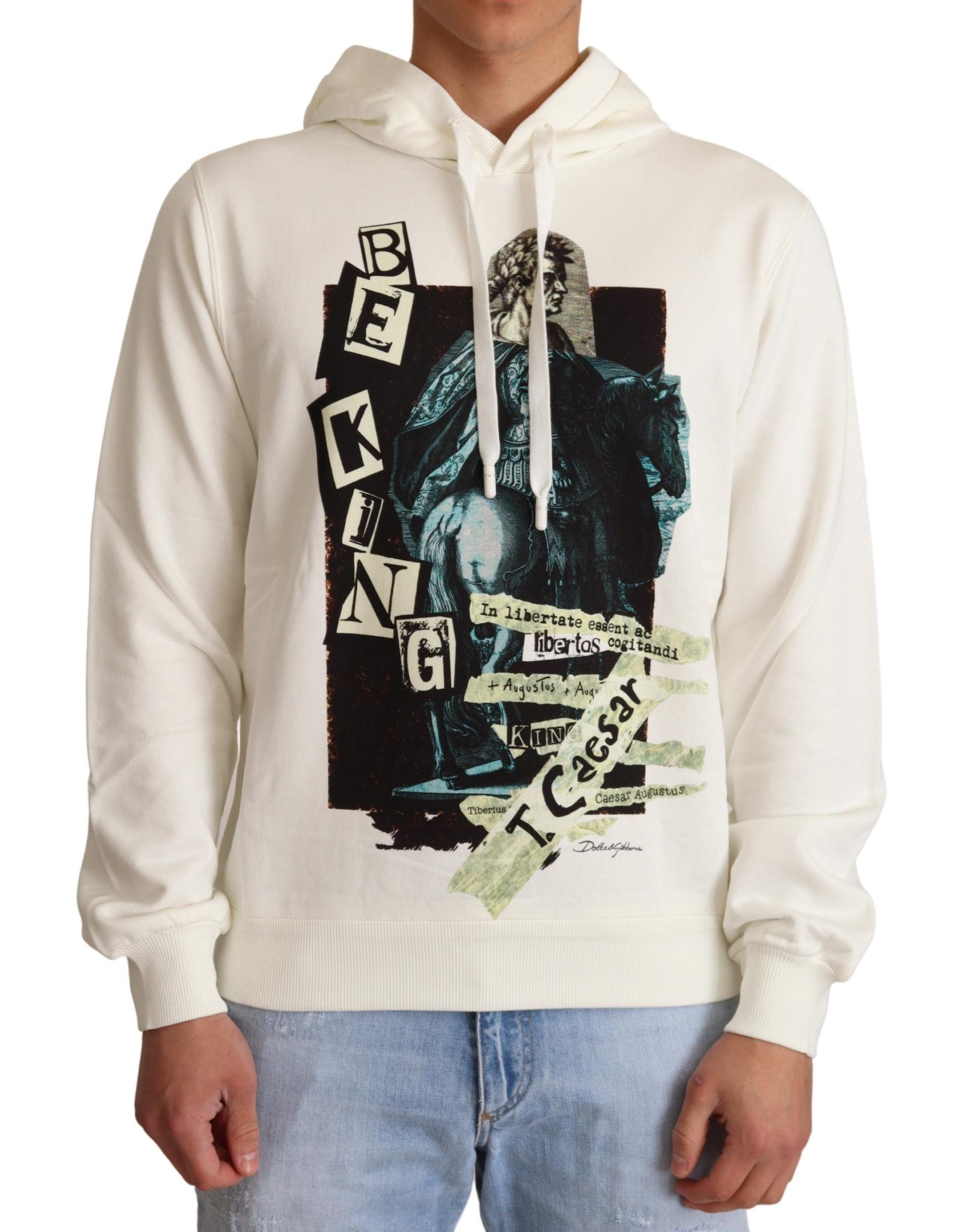 Regal King Motif Hooded Pullover Sweater - ventzia
