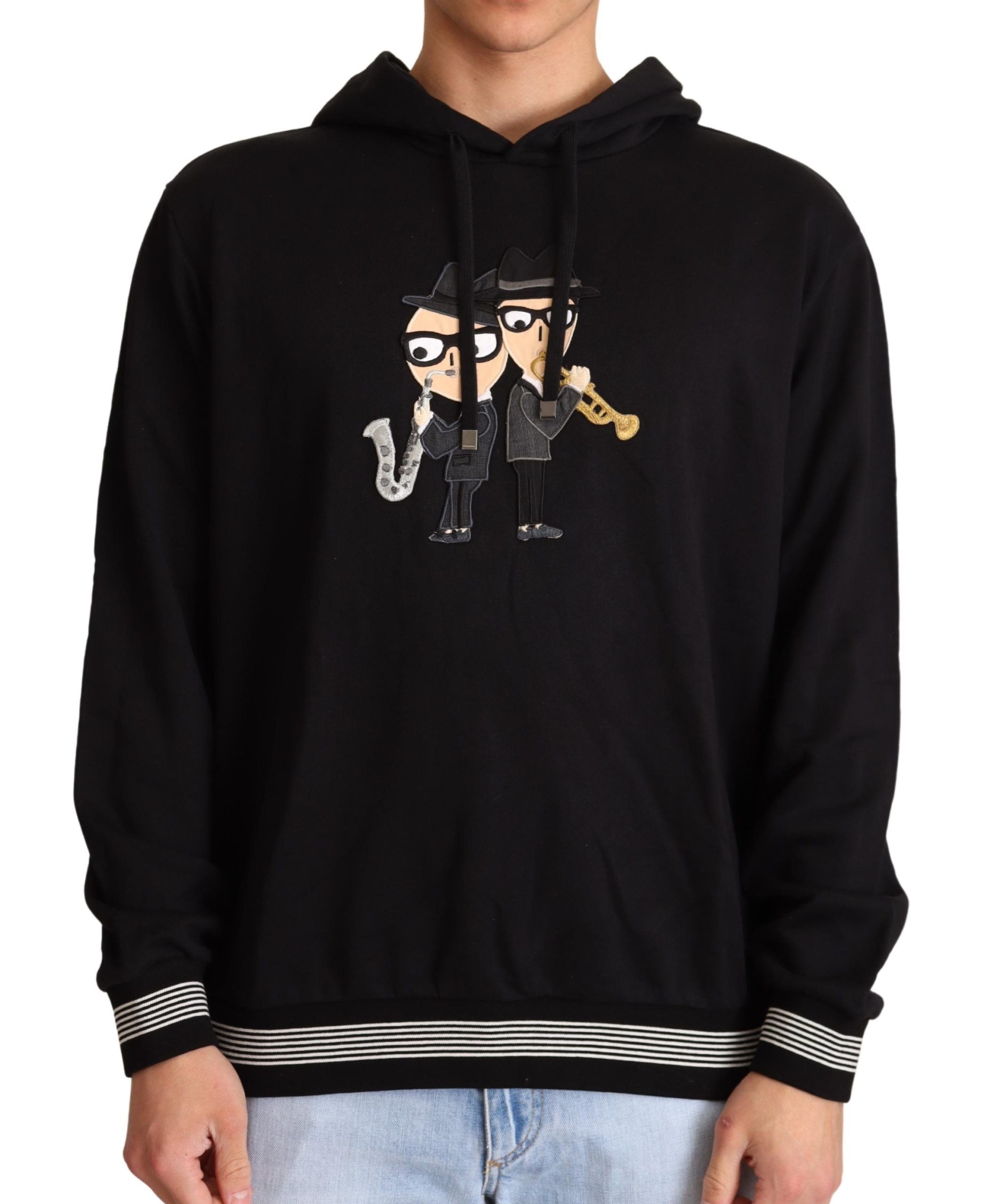 Elegant Embroidered Black Cotton Sweater - ventzia